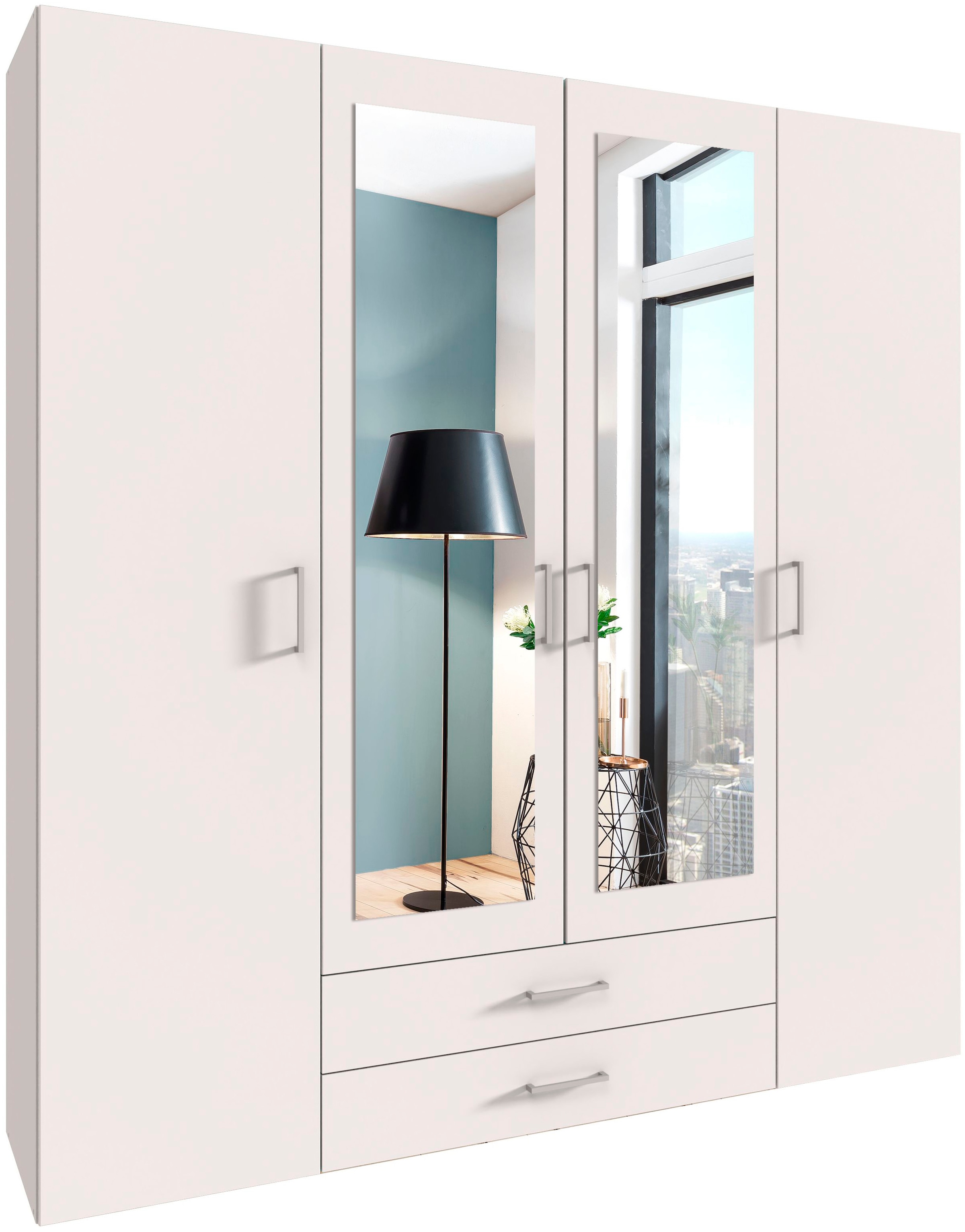 Wimex Drehtürenschrank "Mugano" mit langen oder kurzen Griffen aus Metall, günstig online kaufen