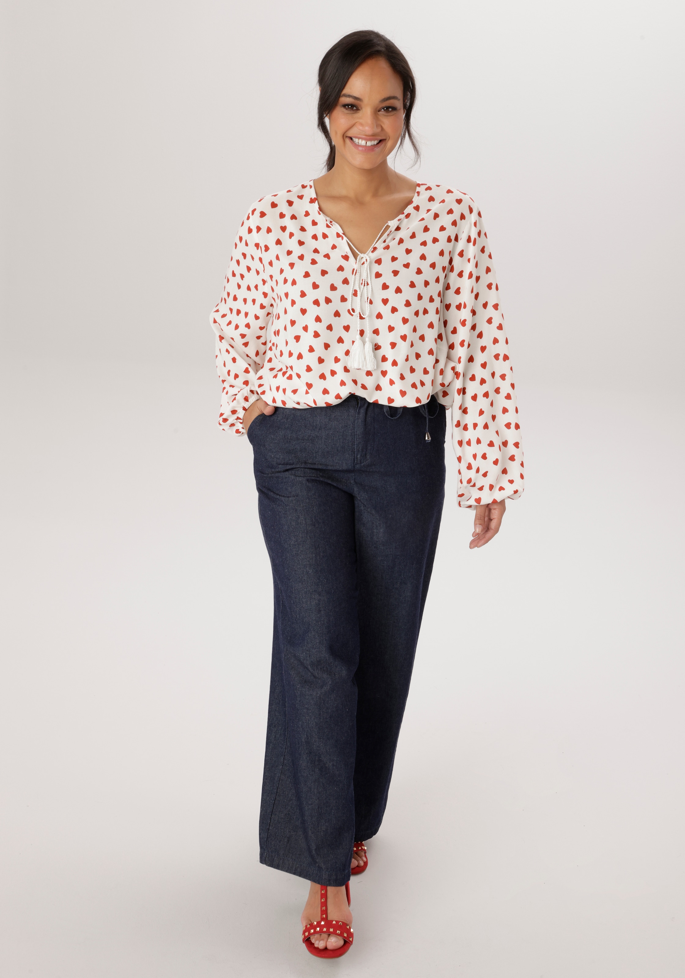 Aniston PLUS Schlupfbluse mir Herzen bedruckt - NEUE KOLLEKTION