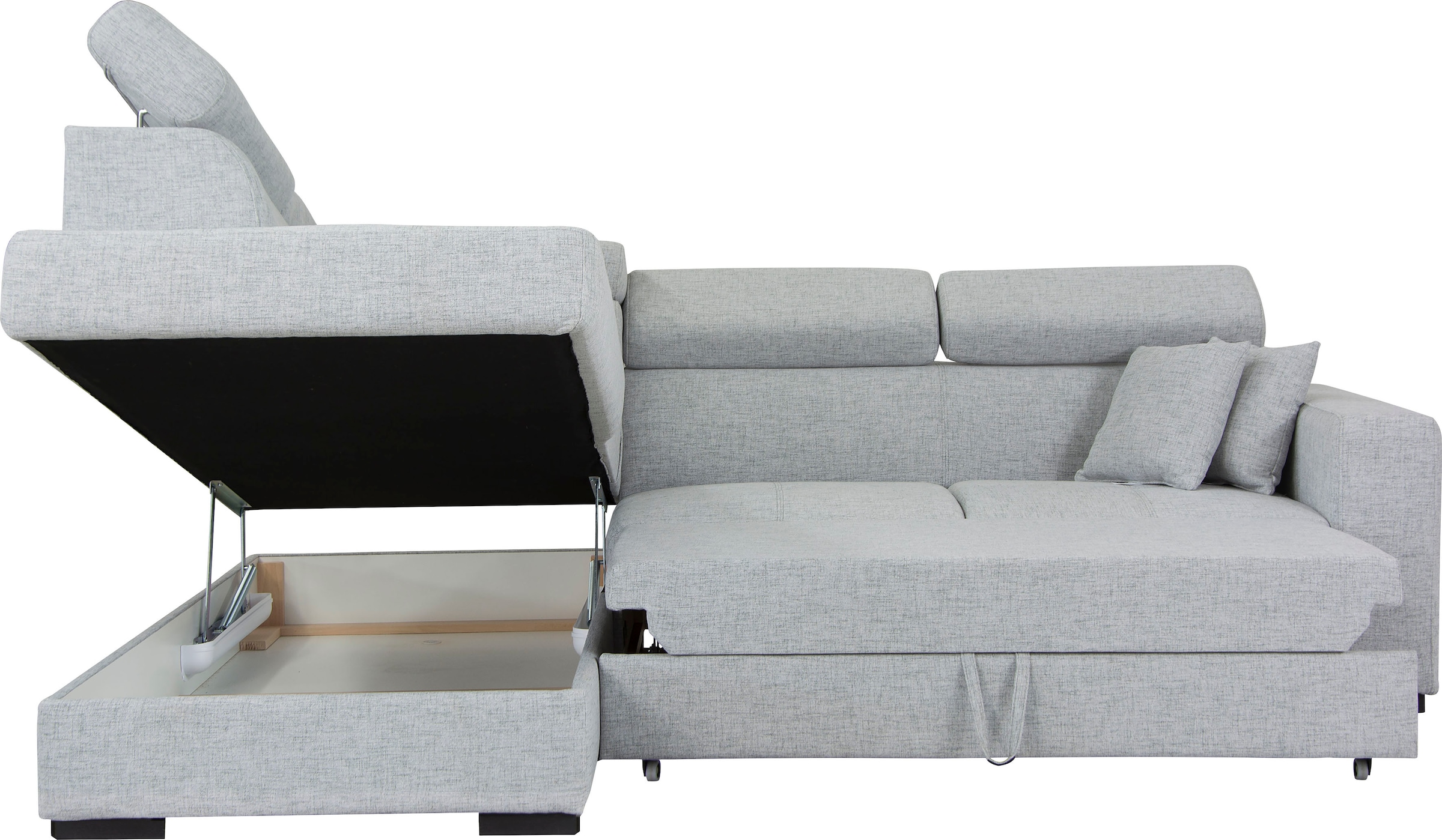 Home affaire Ecksofa »Tulio L-Form«, wahlweise mit Bettfunktion und Bettkasten, incl. 3 Zierkissen