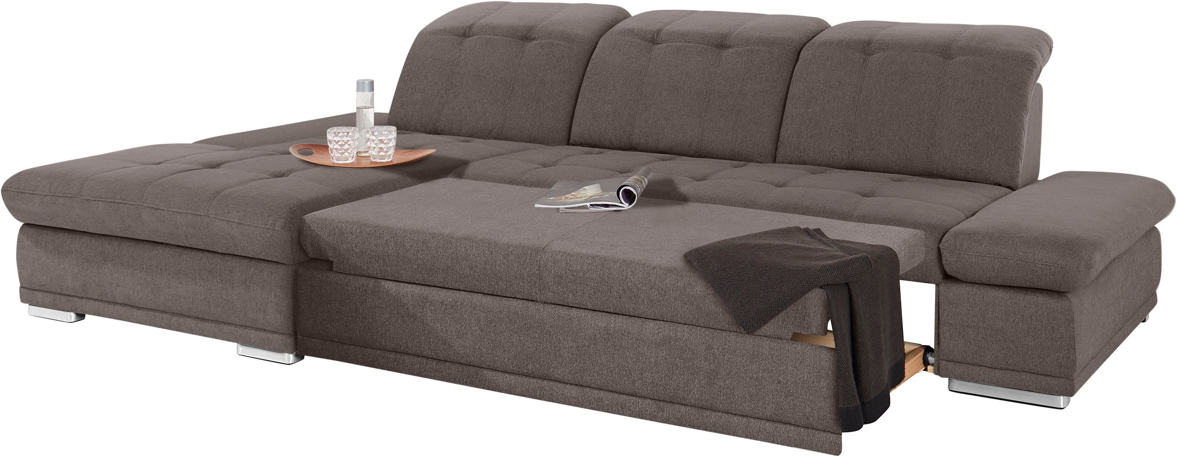 COTTA Ecksofa »Holiday L-Form mit Sitztiefen-, Armteil- und Kopfteilverstellung«, wahlweise mit Bettfunktion & Bettkasten