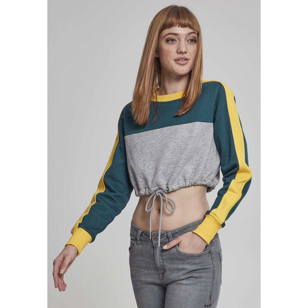 URBAN CLASSICS Sweatshirt »Urban Classics Damen Ladies Cropped 3-Tone Stripe Crew«, (1 tlg.)