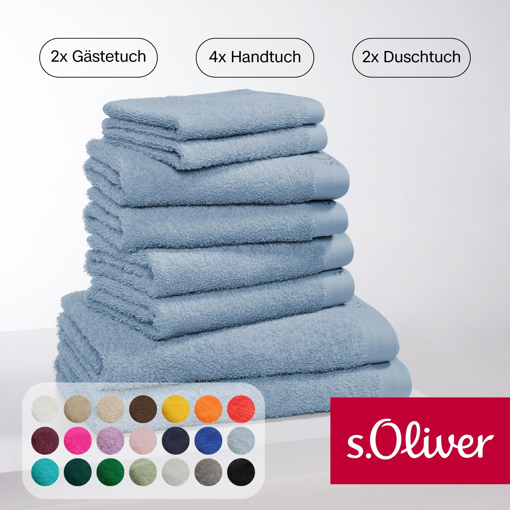 s.Oliver "s.Oliver, Premium Qualität, 600 gr/m²" Set 8 Stk. Walkfrottier 2 Gästetücher 30x50, 4 Handtücher 50x100, 2 Duschtücher 70x140