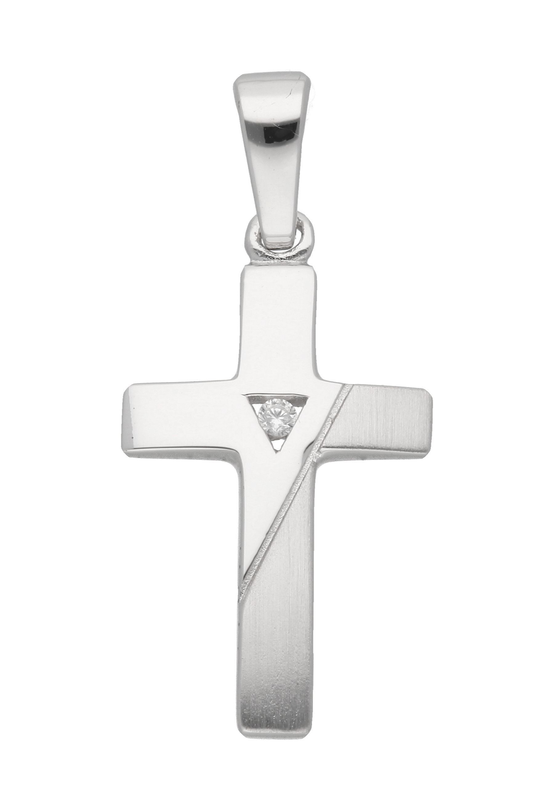 ADELIA ́S Damen Kreuzanhänger "Damen & Herren 925 Silber Kreuz Anhänger mit Zirkonia", Silber 925 (Sterlingsilber), silber, Silber 925