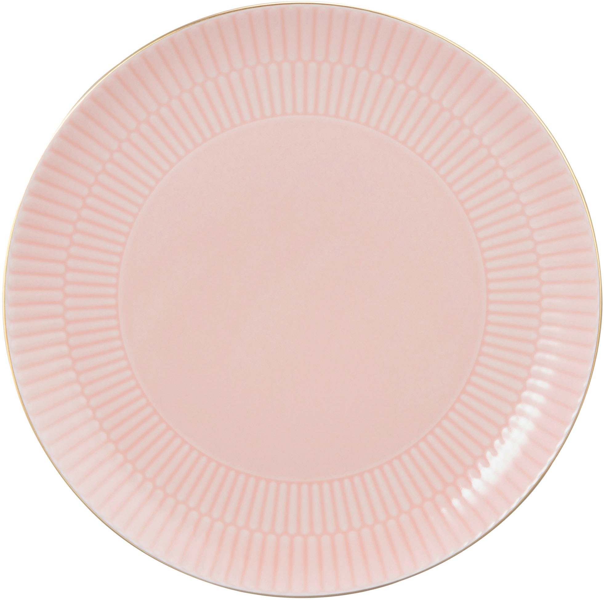 Frühstücksteller SELTMANN WEIDEN "Amina", rosa, gold, H:2cm Ø:22,7cm, Porzellan, Speiseteller, Dessertteller, Kuchenteller mit Relief