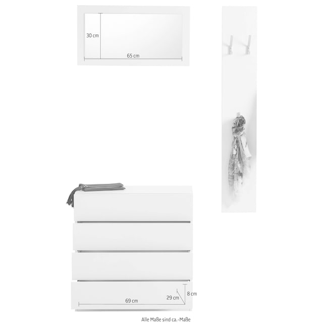 borchardt Möbel Garderoben-Set »Vaasa 3«, (Set, 3 St.), mit Push to Open- Funktion kaufen | BAUR