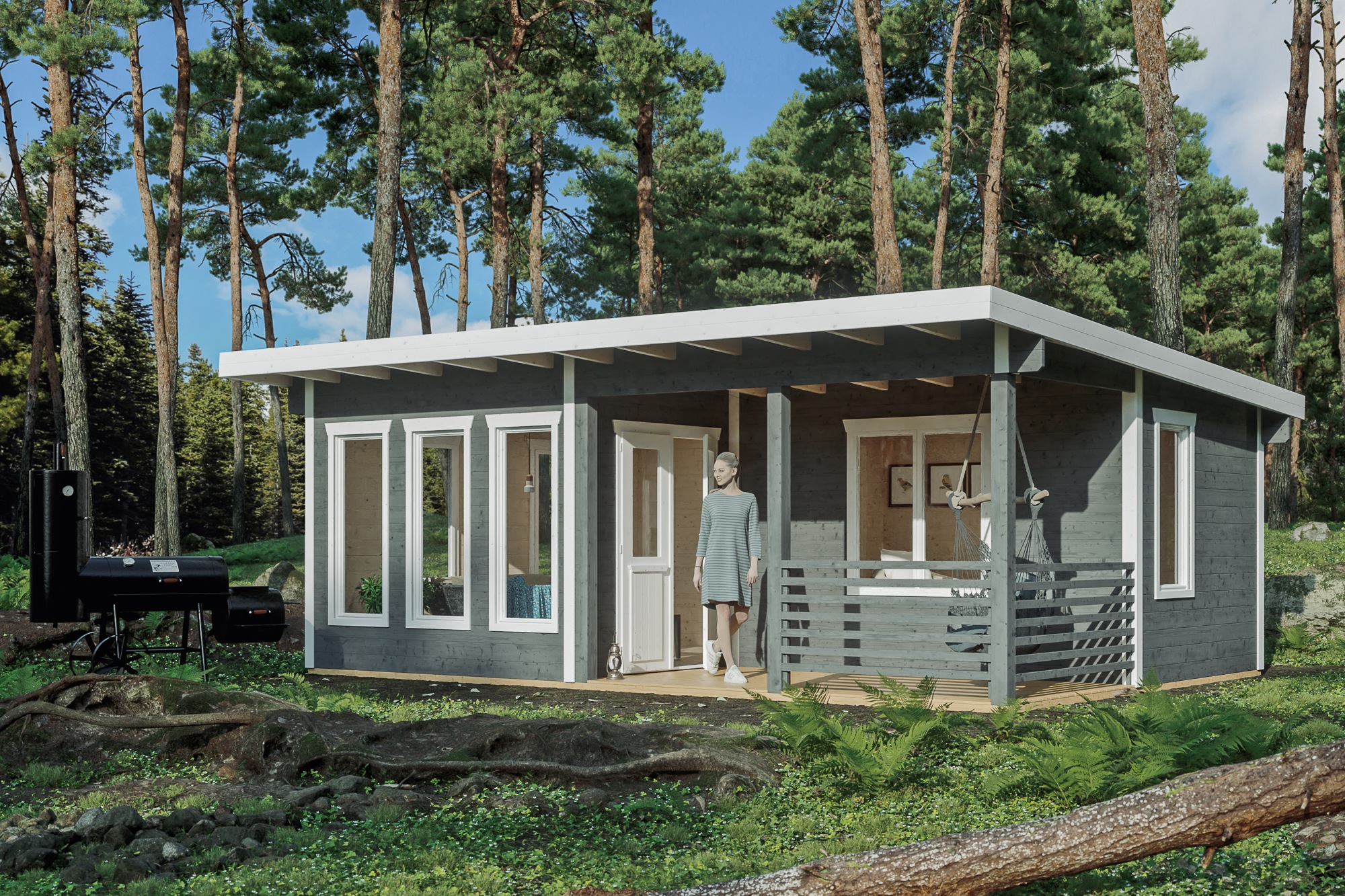 Skan Holz Gartenhaus Arnheim 670 cm x 444 cm Schiefergrau günstig online kaufen