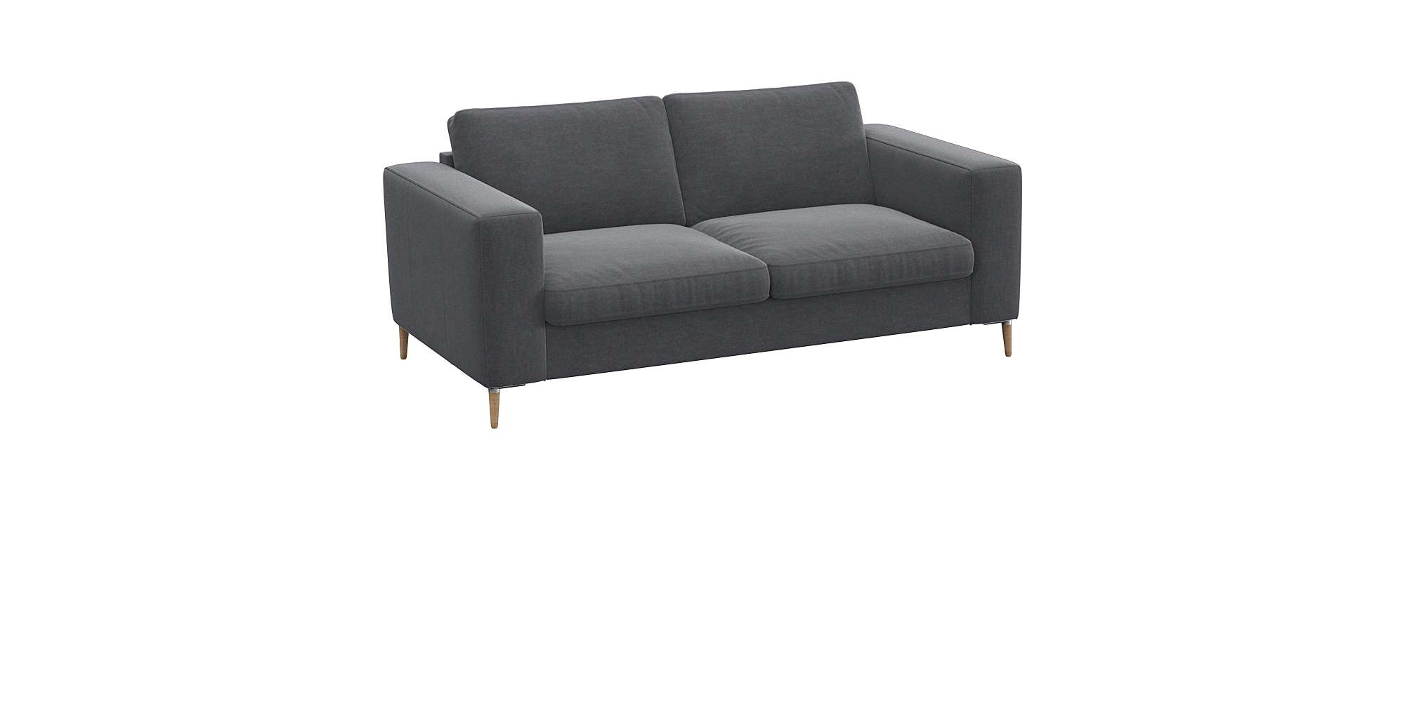 FLEXLUX 2-Sitzer »Fiore Designsofa, bequem und komfortabel durch hochwertigen Sitzaufbau«, breite Armlehnen, Kaltschaum, Füße Alu+ Eiche