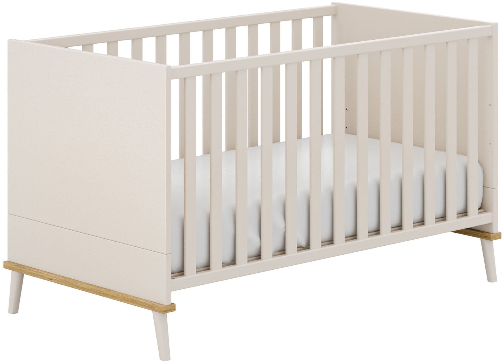 YUNY by PAIDI Babybett "HAZEL 70x140cm in Beige, umbaubares Kinderbett mit günstig online kaufen