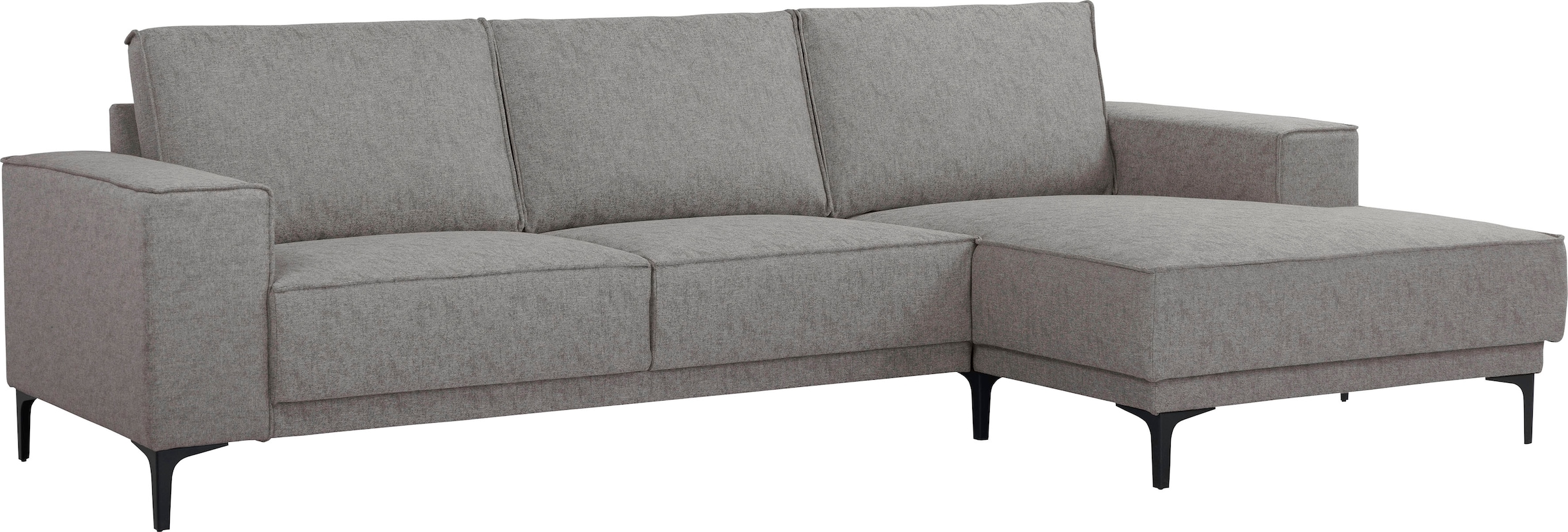 Places of Style Ecksofa »Polsterecke Oland, Struktur, Flachgewebe, Luxus-Microfaser, Boucle«, L-Form, 280 cm, Wellenunterfederung, Skandi-Design, Metallfüße