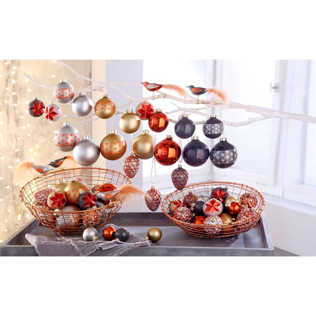 Thüringer Glasdesign Weihnachtsbaumkugel »Vulkan, Weihnachtsdeko, Christbaumschmuck, Christbaumkugeln Glas«, (Set, 30 St.)