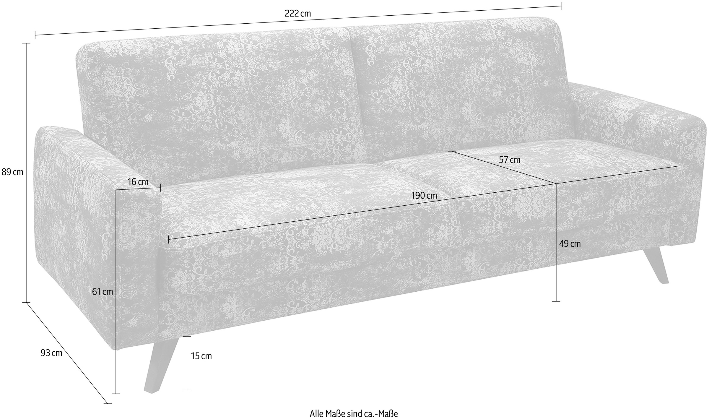 Holzfüße Schlaffunktion, 3-Sitzer, sofa Bettkasten exxpo | und mit - BAUR fashion