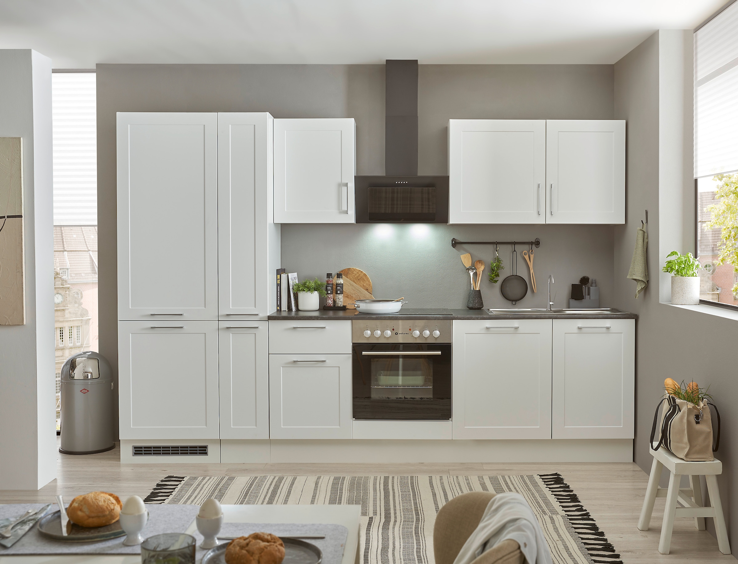 BASIC by Balculina Küchenzeile »Marsi«, Breite 310 cm, wahlweise mit E-Geräten, mit Soft-Close-Funktion