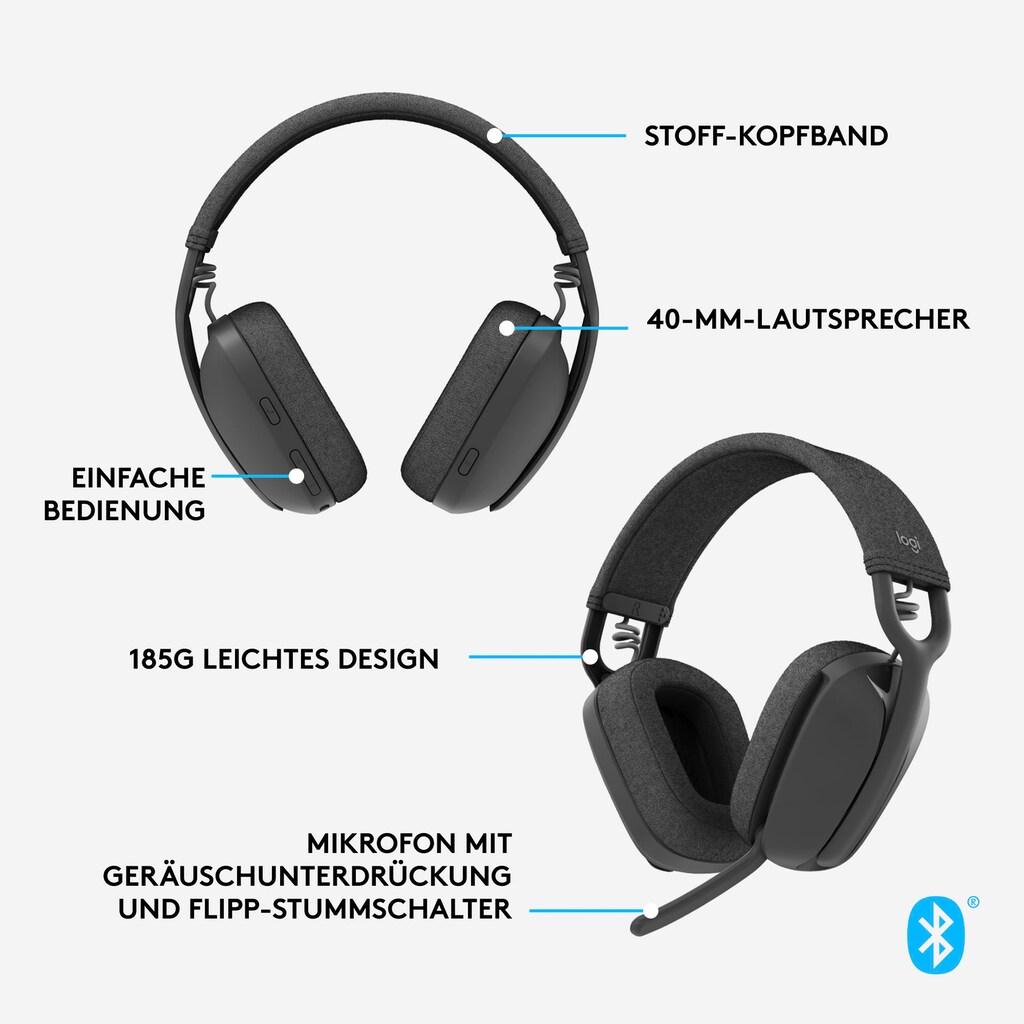 Logitech Gaming-Headset »Zone Vibe 100«, Bluetooth, Noise-Cancelling
