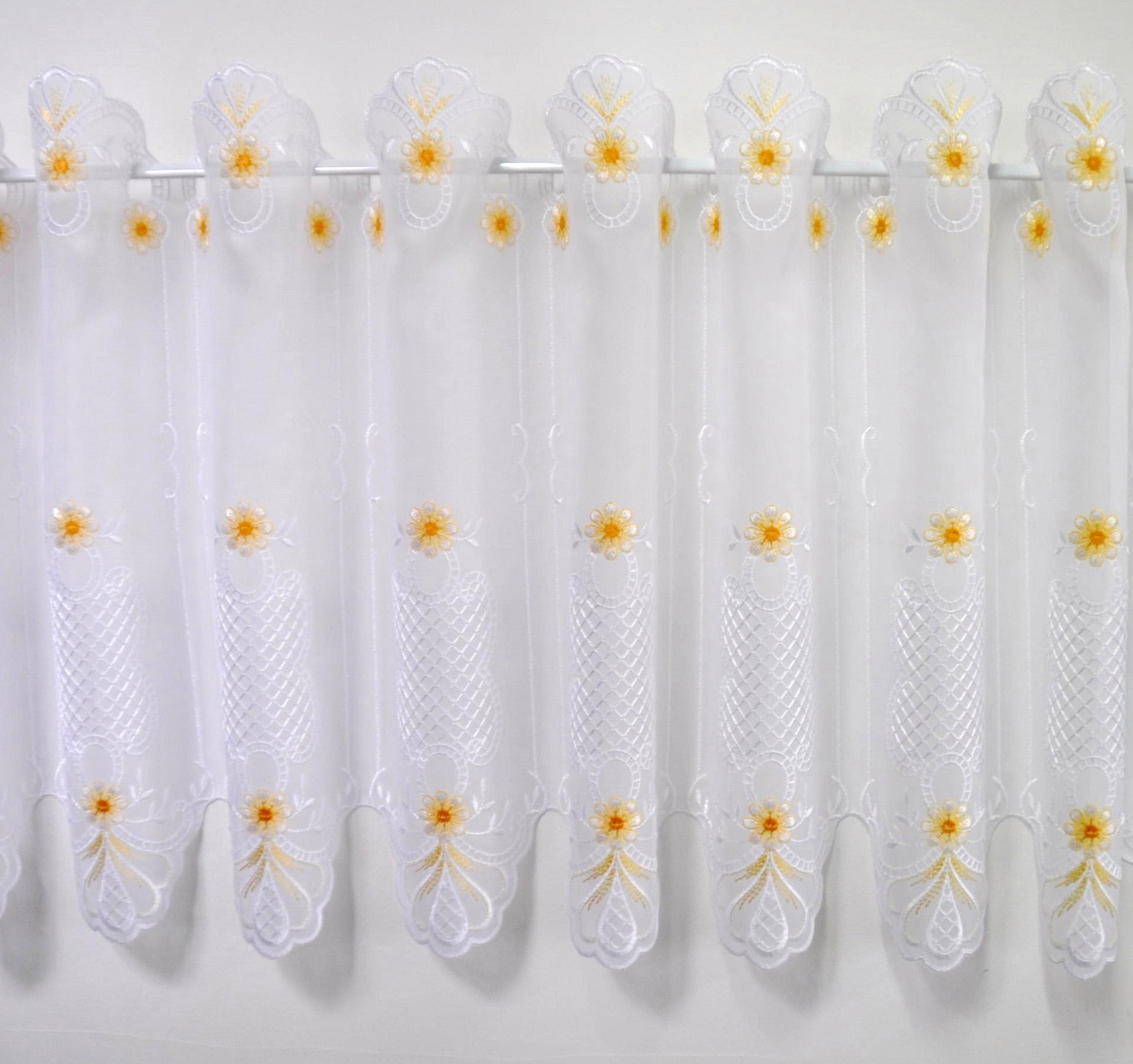 Stickereien Plauen Scheibengardine "BLÜMCHEN" Durchzuglöcher 1 Stk. tlg. günstig online kaufen