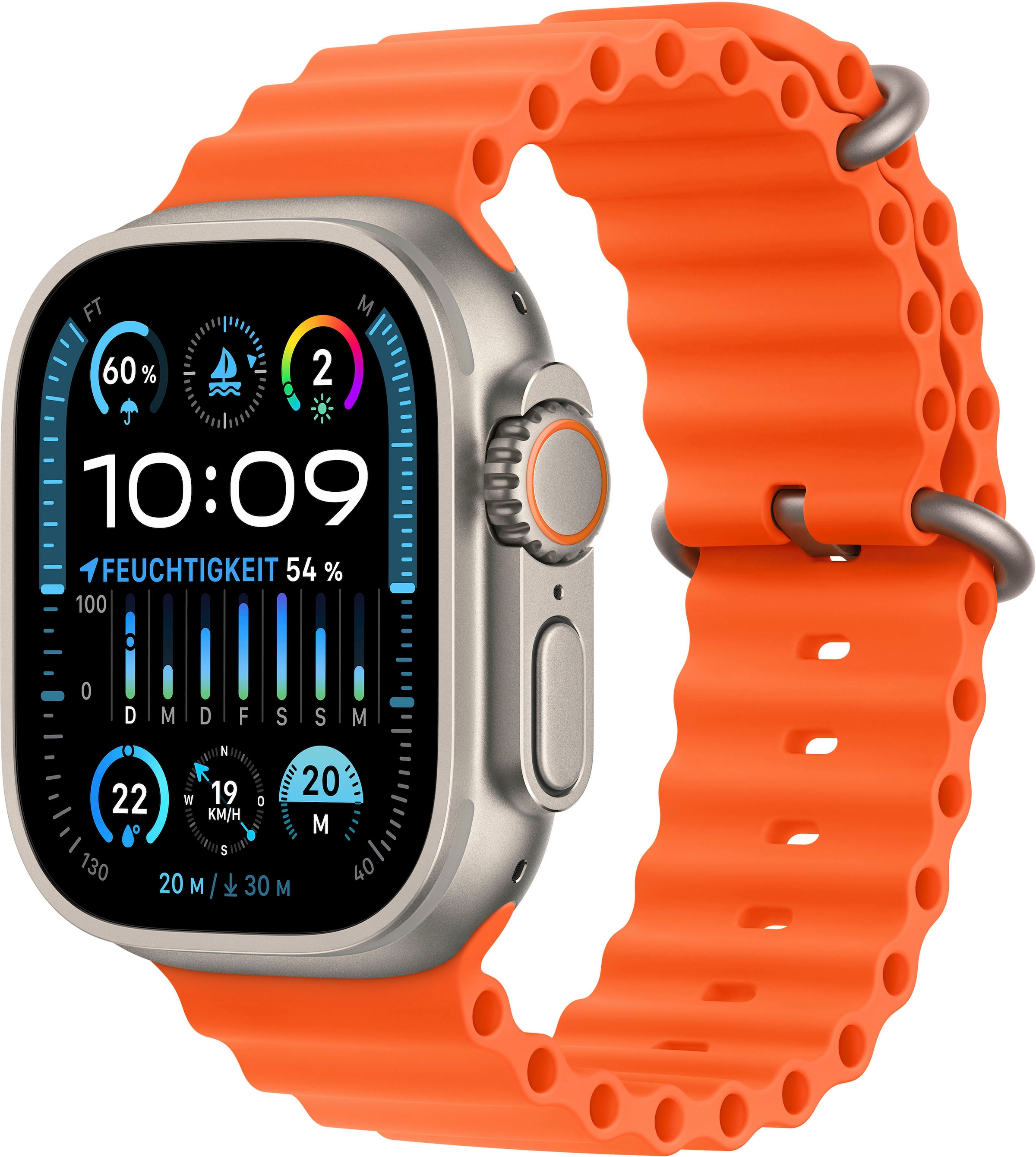 Apple Smartwatch »Watch Ultra 2 GPS 49 mm + Cellular Titanium One-Size«, (Watch OS 10 Ocean Band)