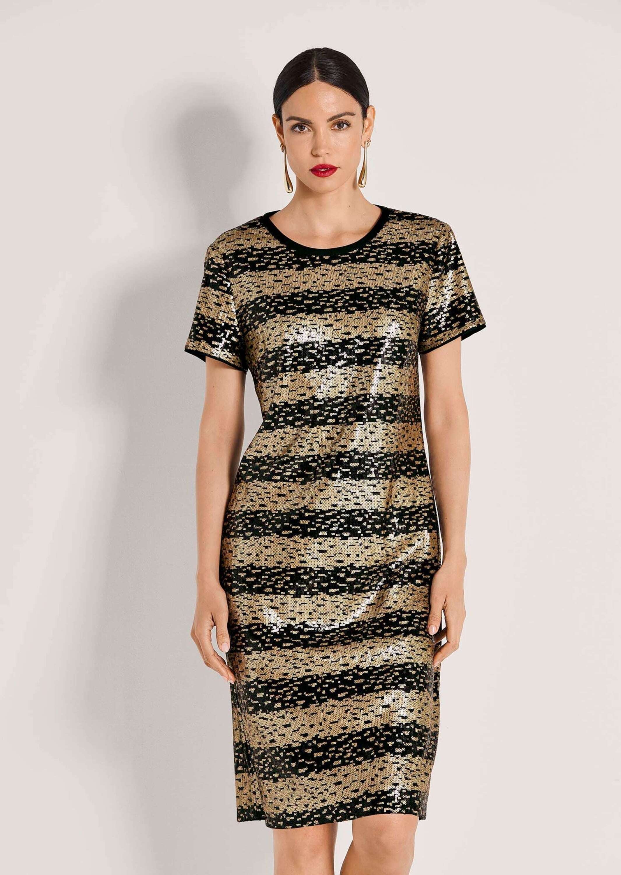 MADELEINE Cocktailkleid »Paillettenkleid Elegantes Shirtkleid im Streifen-Look«