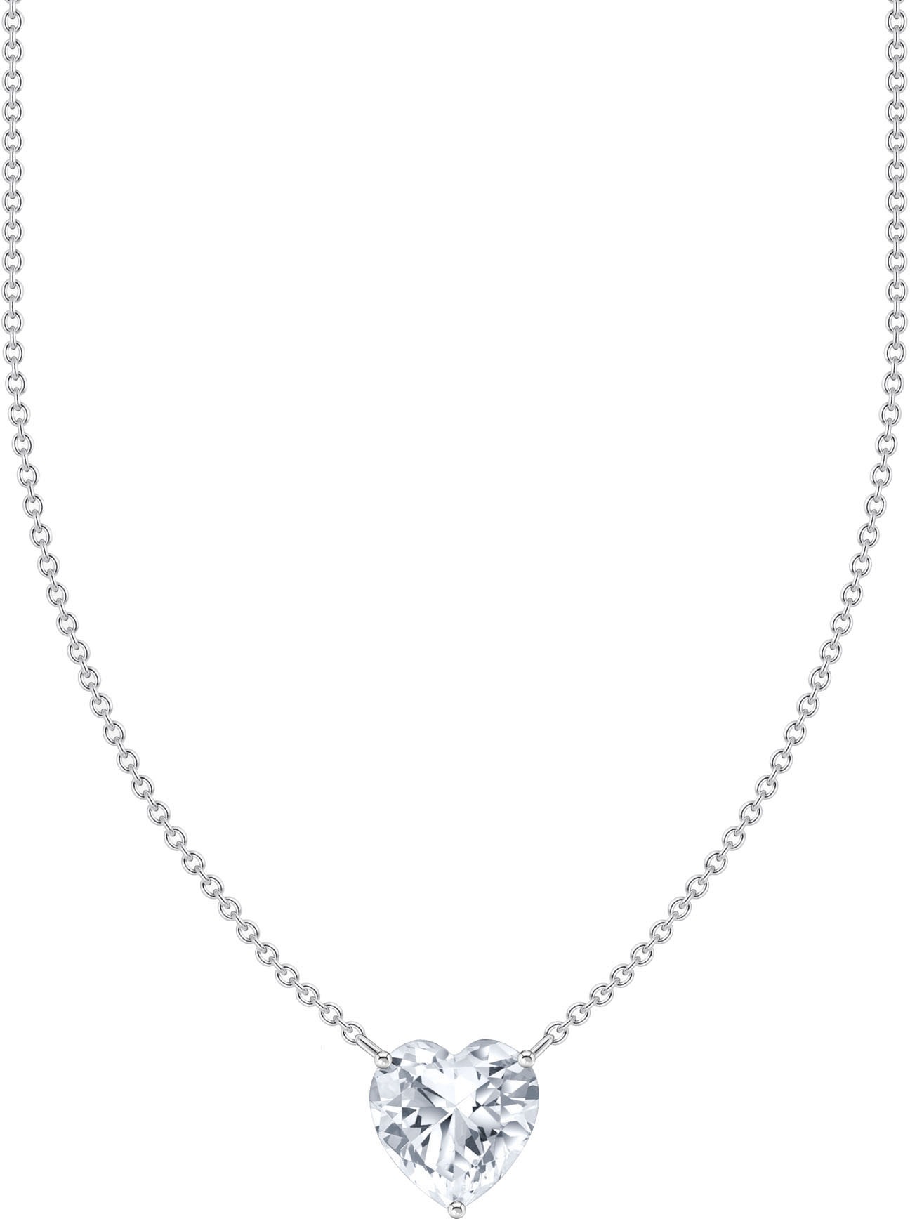 Kette mit Anhänger THOMAS SABO "großer Herz-Anhänger" Gr. 45, bunt (silberfarben, weiß), Halsketten, Damen, 45, Silber 925 (recycelt), mit Zirkonia (synth.)