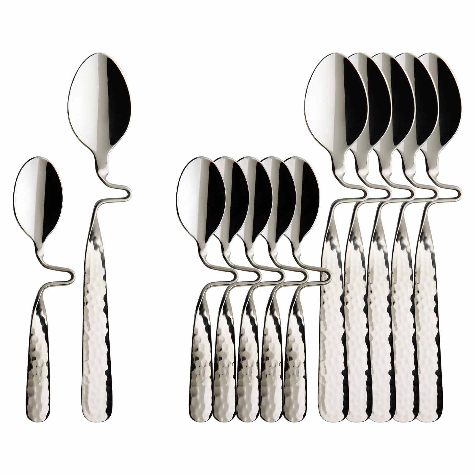 Villeroy & Boch "Kaffee- & Espresso-Löffel NewWave Caffè Spoon 17,5 cm & 12 cm 12er Set silber" Spülmaschinenfest