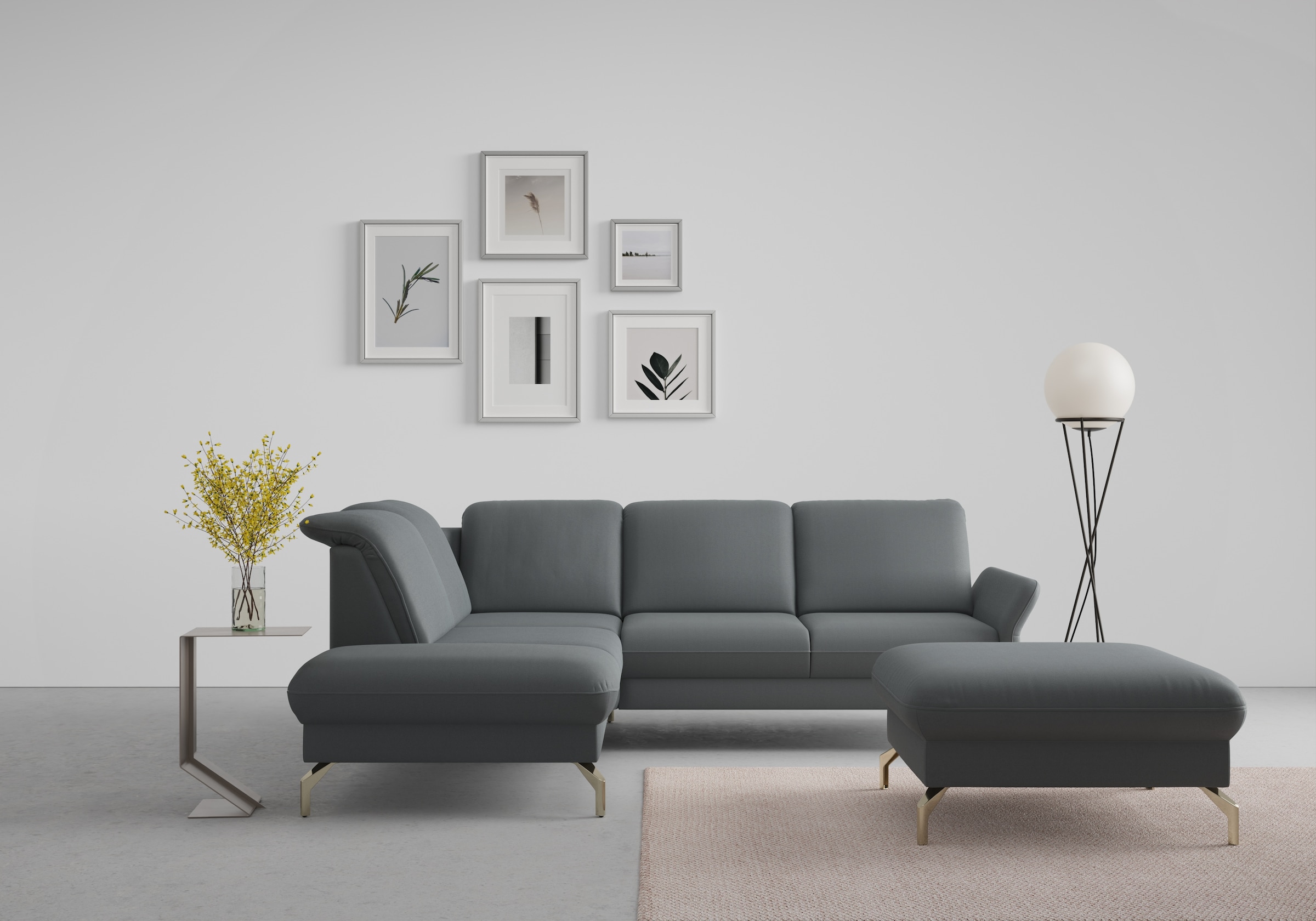 sit&more Ecksofa "Fashion L-Form" wahlweise mit Kopfteilverstellung, Vorziehsitz, motorisch, Nickelfüße