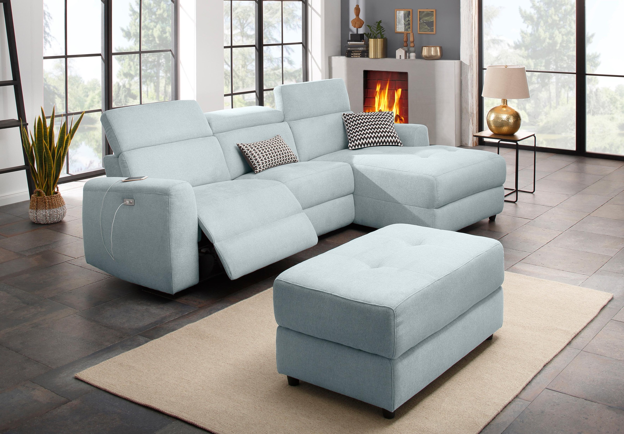 Home affaire Ecksofa »Sentrano, L-Form,«, 275 cm, man. o. elektr. Relaxfunktion und USB/Kopfverstellung