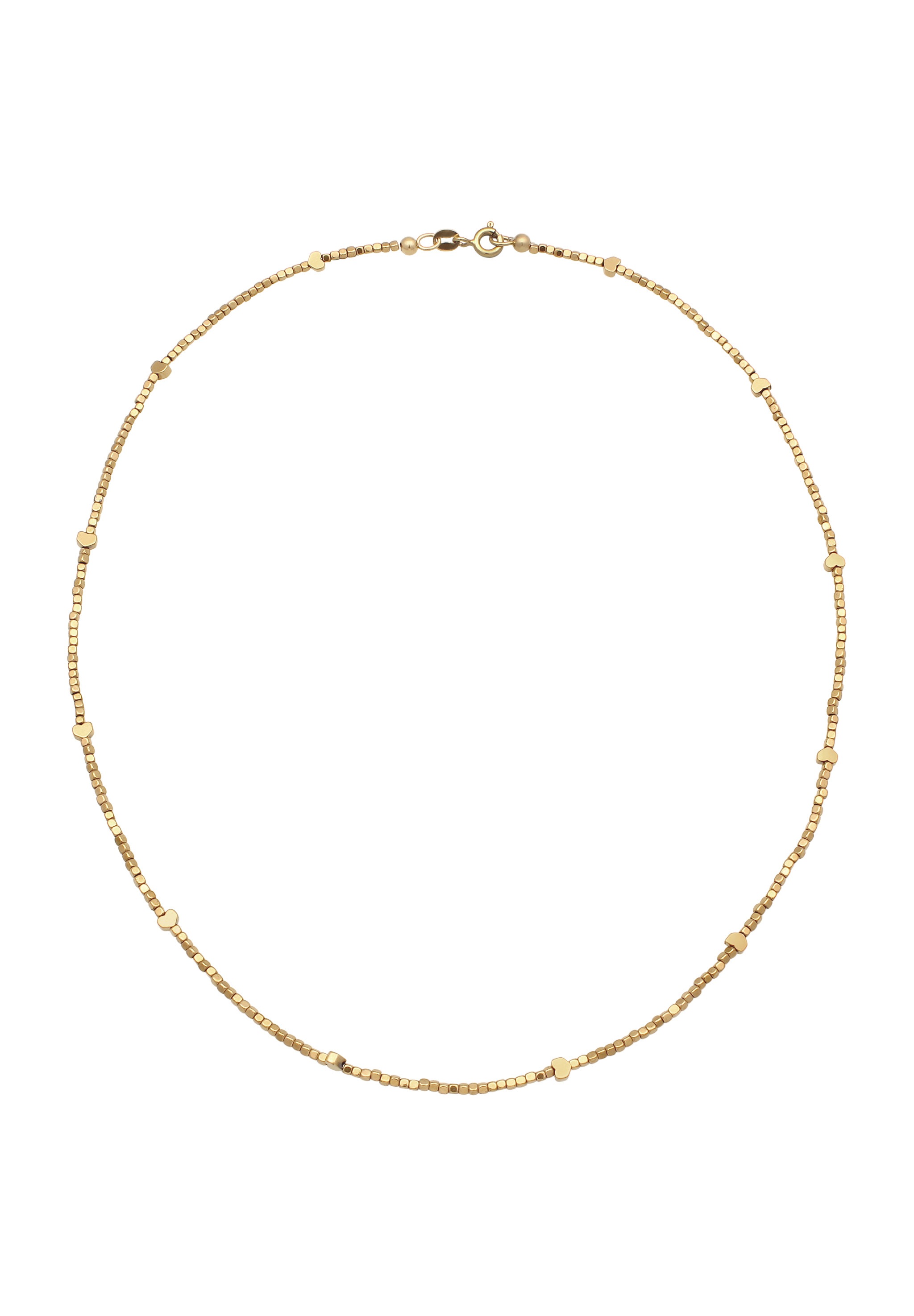 Elli Kette ohne Anhänger »Halskette Herz Synthetischer Hämatit Gold 925 Sterling Silber vergoldet«