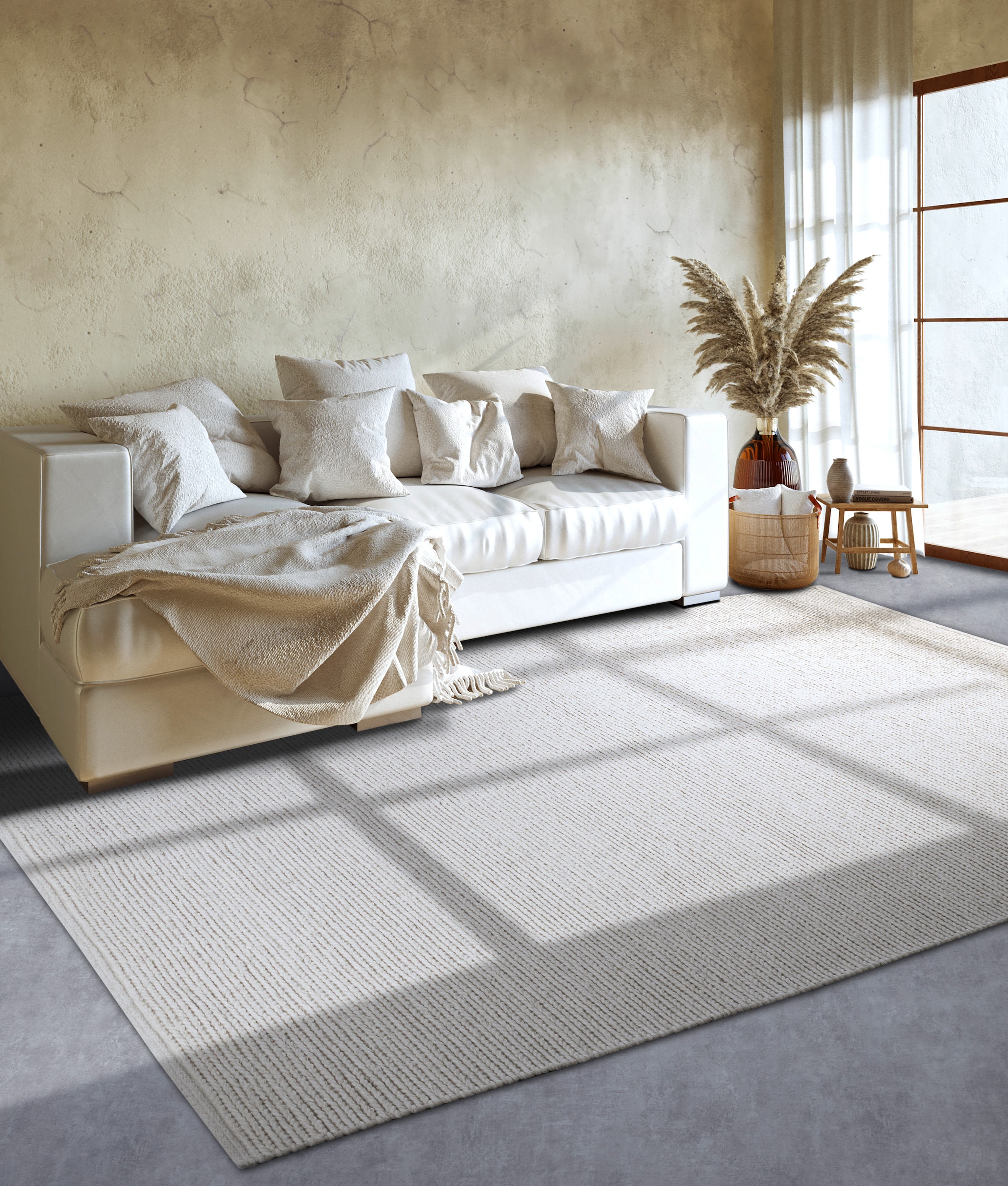 Teppich »Francois«, rechteckig, Handgewebt, Wolle, Natur, Wohnzimmer, Schlafzimmer,...