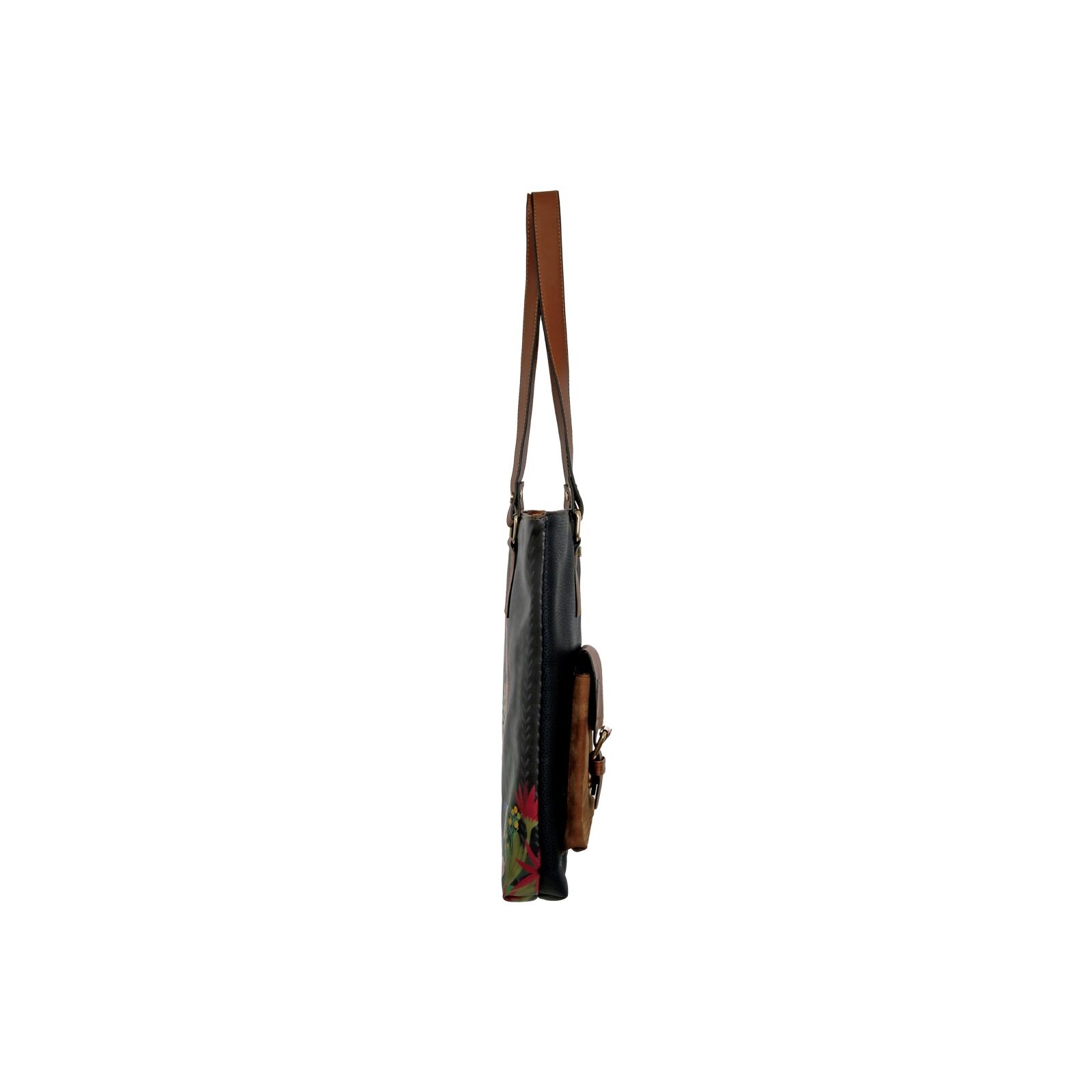 DOGO Umhängetasche »Multi Pocket Bag Bear And Flowers Damen Handtaschen (Fashion) /«, Vegan