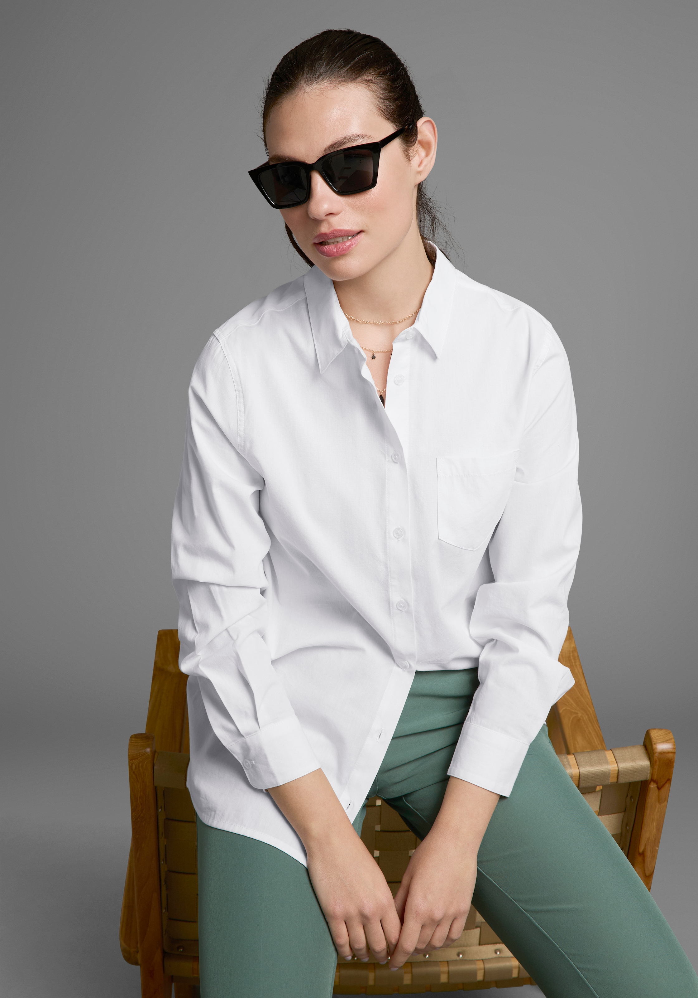 Laura Scott Longbluse, mit Brusttasche