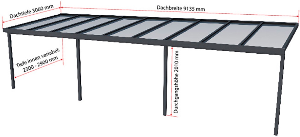 GUTTA Terrassendach »Premium«, BxT: 914x306 cm, Dach Polycarbonat klar