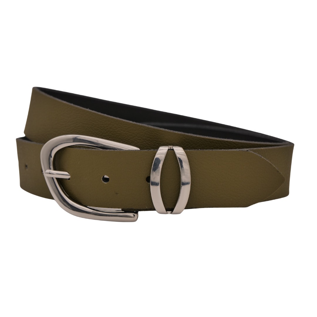 Ledergürtel ANNAMATONI "AnnaMatoni Ledergürtel Lora2 Ledergürtel Lora2", Damen, Gr. TW80 - 95cm Gesamtlänge, grün (olive 560), 100% Leder, Gürtel Ledergürtel