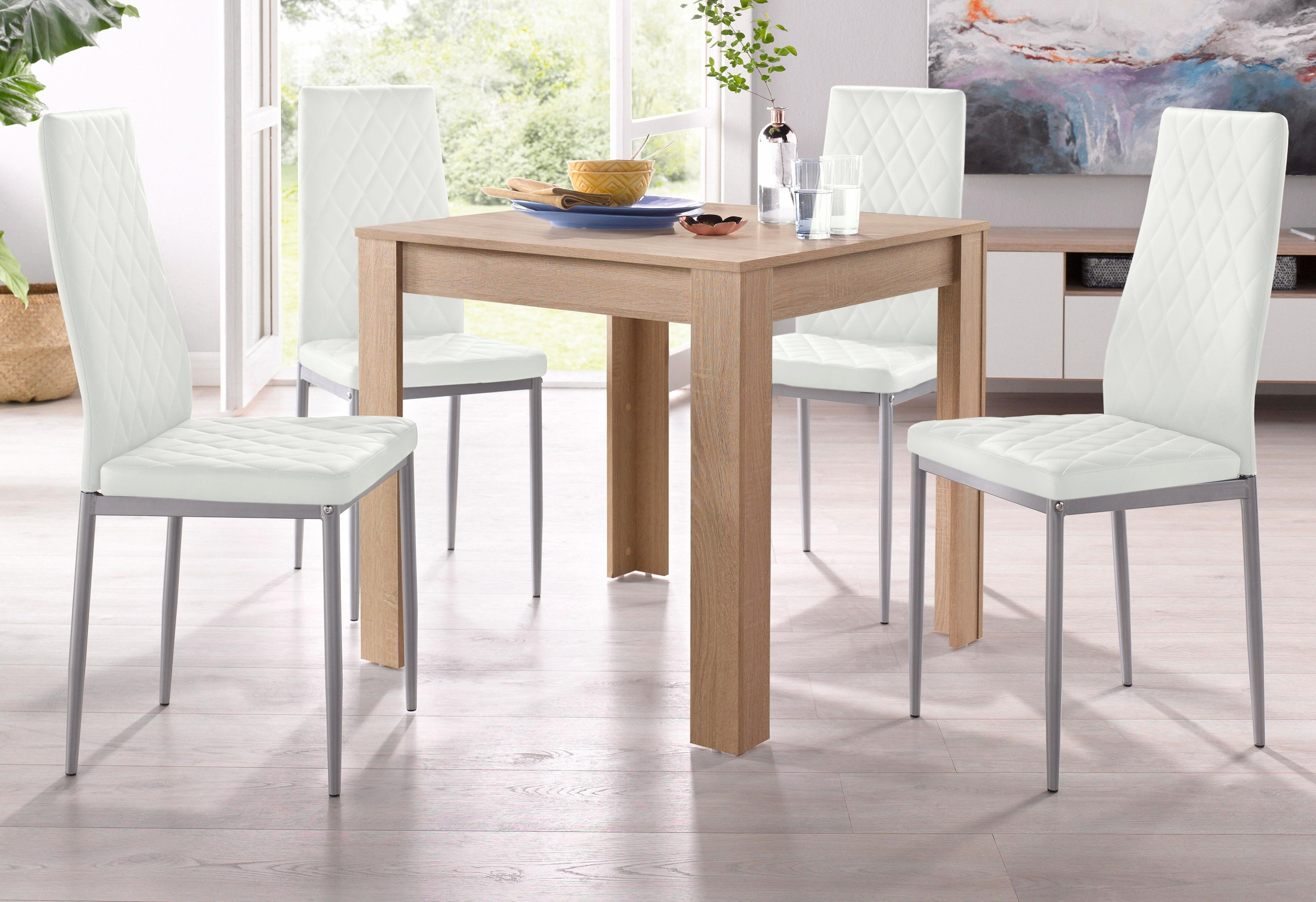 INOSIGN Essgruppe Set, 5 Stk. tlg. mit Tisch in Eichefarben Sägerau, Breite günstig online kaufen