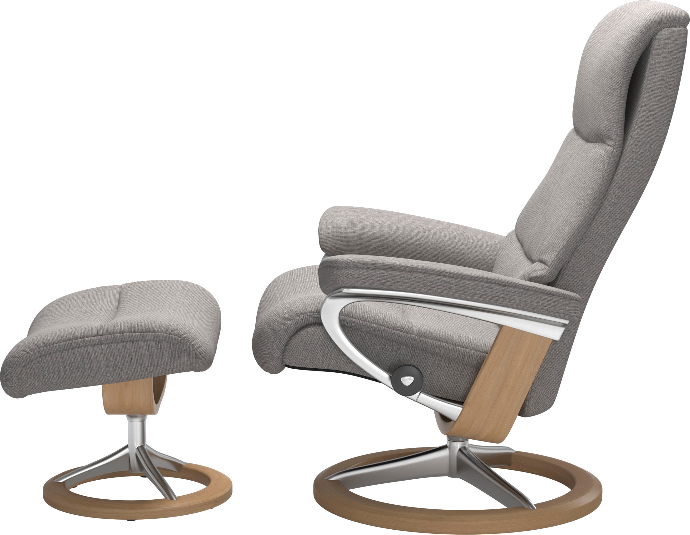 Stressless® Relaxsessel »View«, (Set, Relaxsessel mit Hocker), mit Signature Base, Größe S,Gestell Eiche