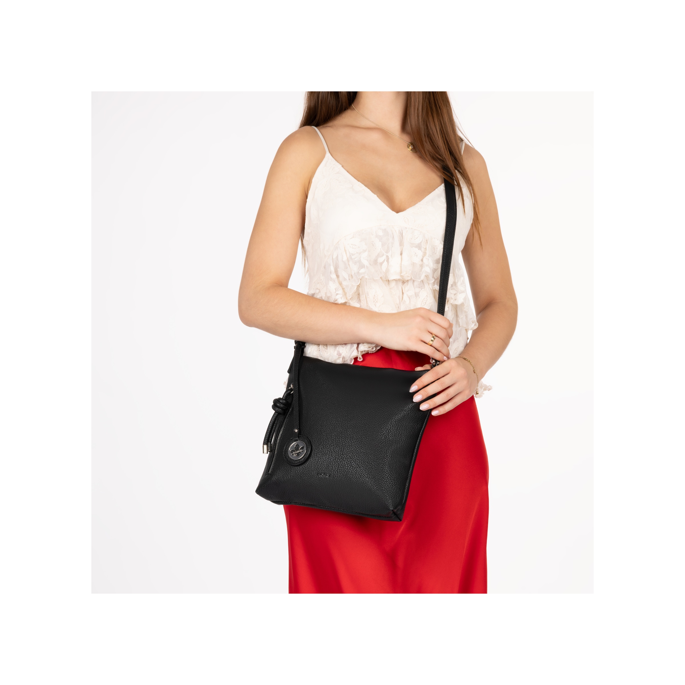 Rieker Umhängetasche Schultertasche, Damen Handtasche mit Außenfächer