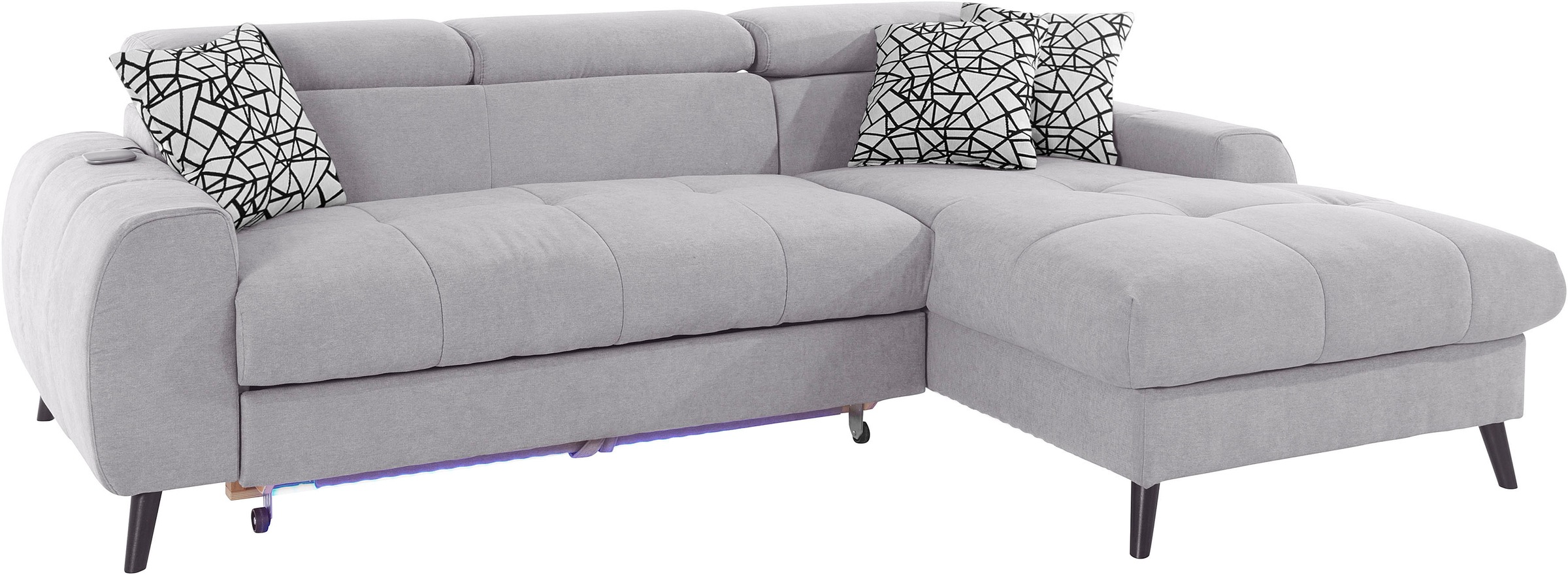 Thumbnail - COTTA Ecksofa "Mia L-Form mit 3 Zierkissen" wahlweise mit Bettfunktion, Bettkasten, Beleuchtung & Wireless-Charger