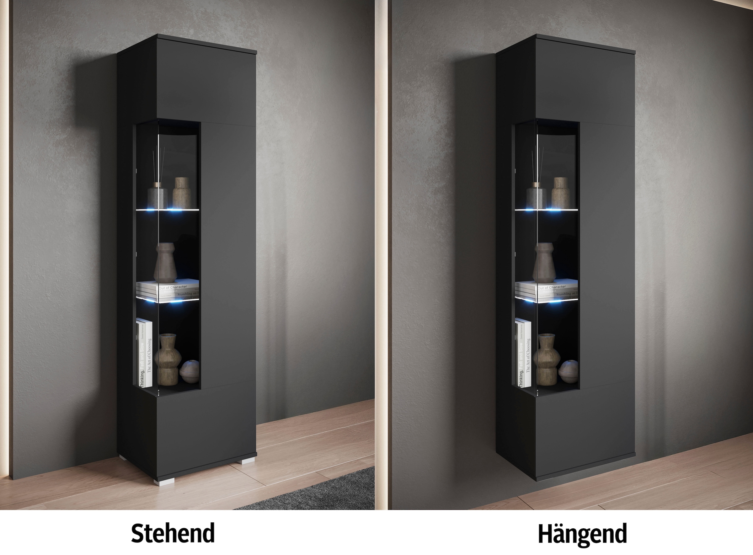 INOSIGN Vitrine »Kenia, stehend und hängend, Türanschlag wechselbar«, (1 St.), Vitrineschrank mit Glastüren 160 cm Höhe