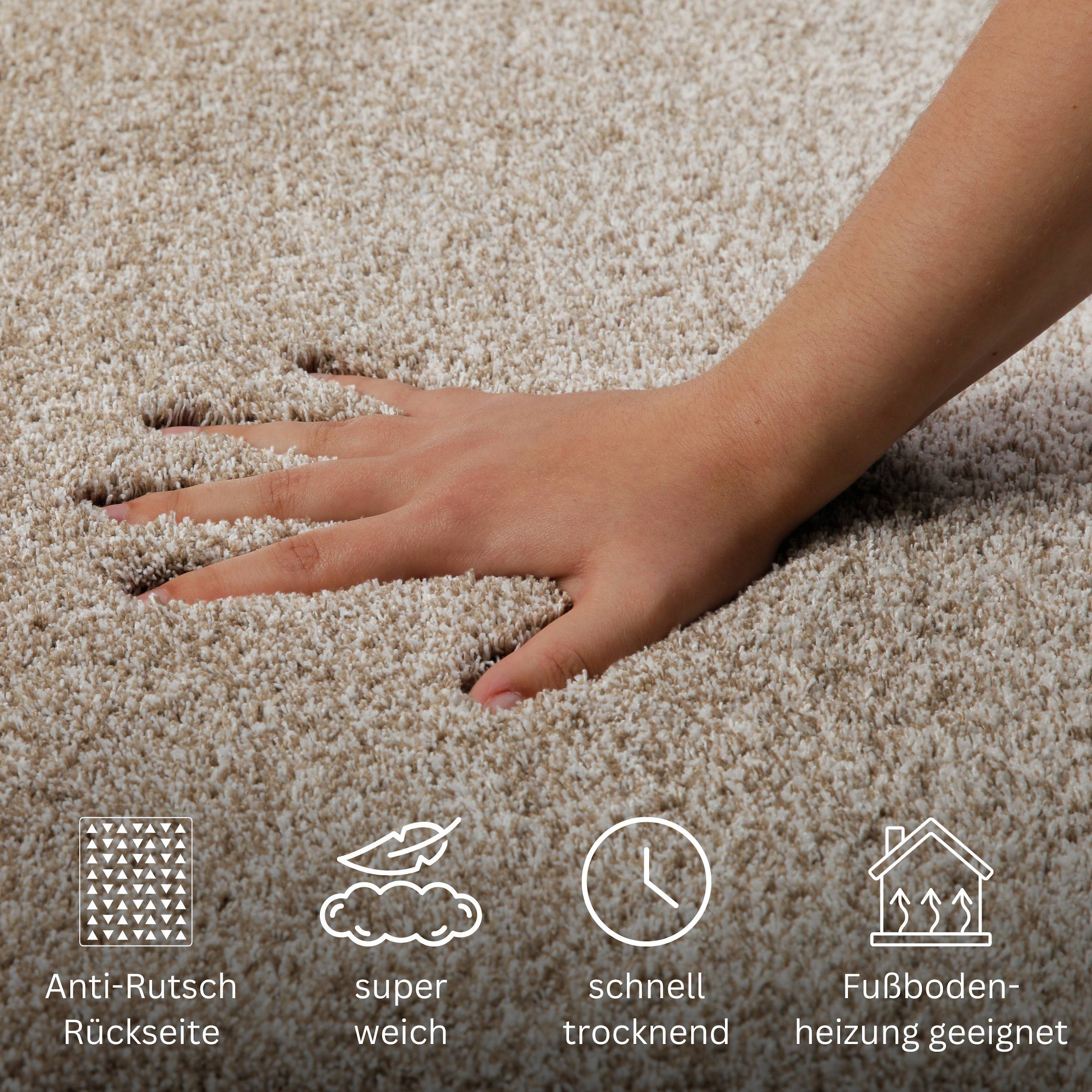 my home Badematte »Utta«, rutschhemmend beschichtet, schnell trocknend, Badteppich, getuftet, mit modernem Farbverlauf, flauschig, hochflor