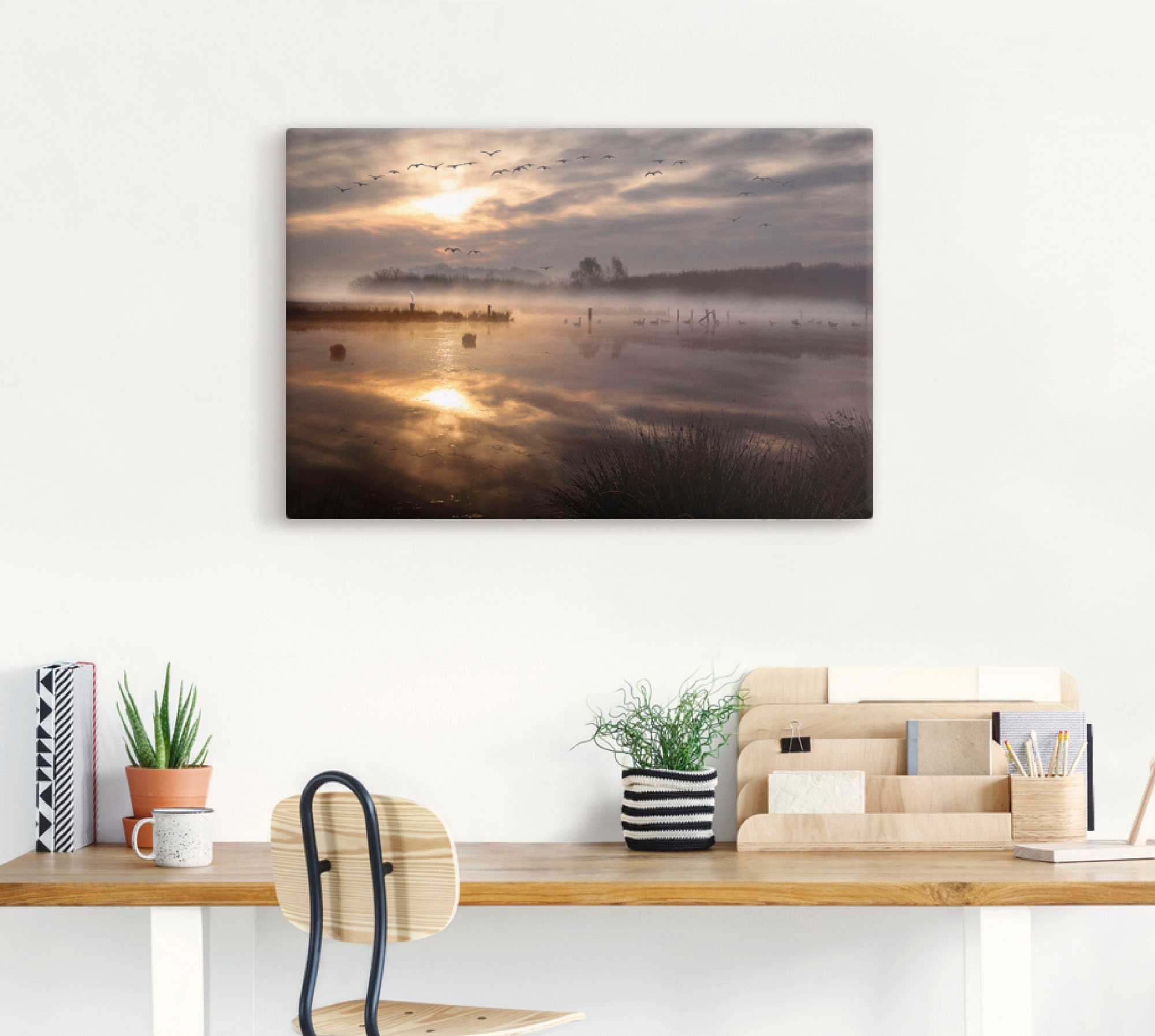 Artland Leinwandbild "Aufbruch der Zugvögel" Gewässer 1 Stk. tlg. auf Holzr günstig online kaufen