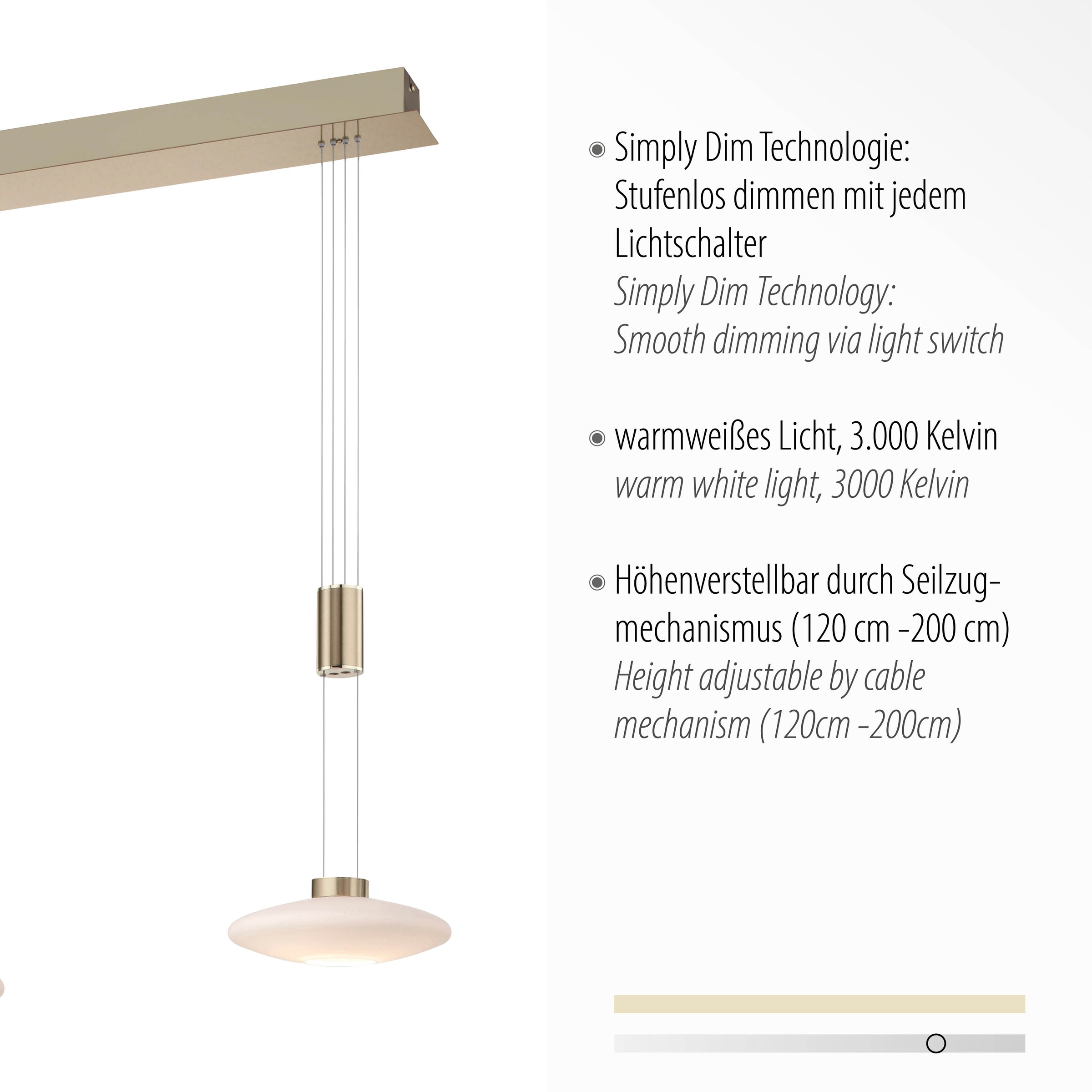 Paul Neuhaus Pendelleuchte »LAUTADA«, 3 flammig, Leuchtmittel LED-Board | LED fest integriert, LED, dimmbar, Simply Dim, Memory, nach Trennung vom Netz