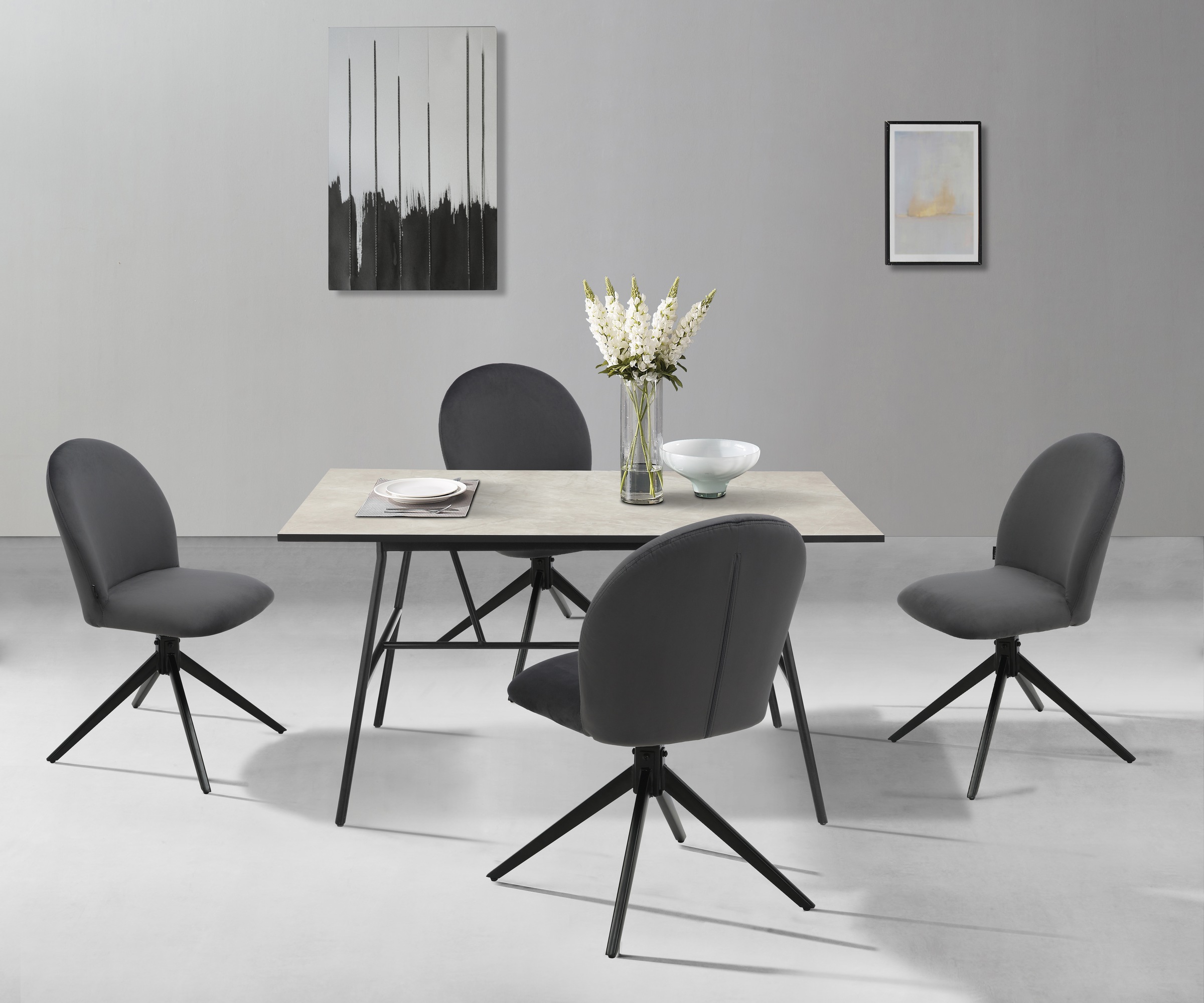 Home affaire Esszimmerstuhl »Tempa, TOPSELLER!«, (Set), 2 St., Samtvelours, Drehstuhl mit 360 Grad Drehfunktion