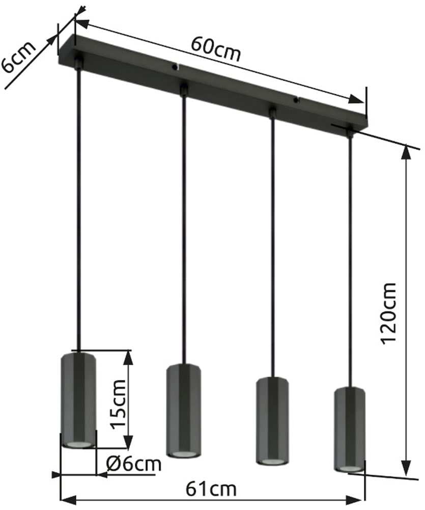 GLOBO LIGHTING Hängeleuchte »JAMES«, Leuchtmittel GU10 | ohne Leuchtmittel, Hängelampe/Pendelleuchte/Esszimmer/Wohnzimmer/Esstisch