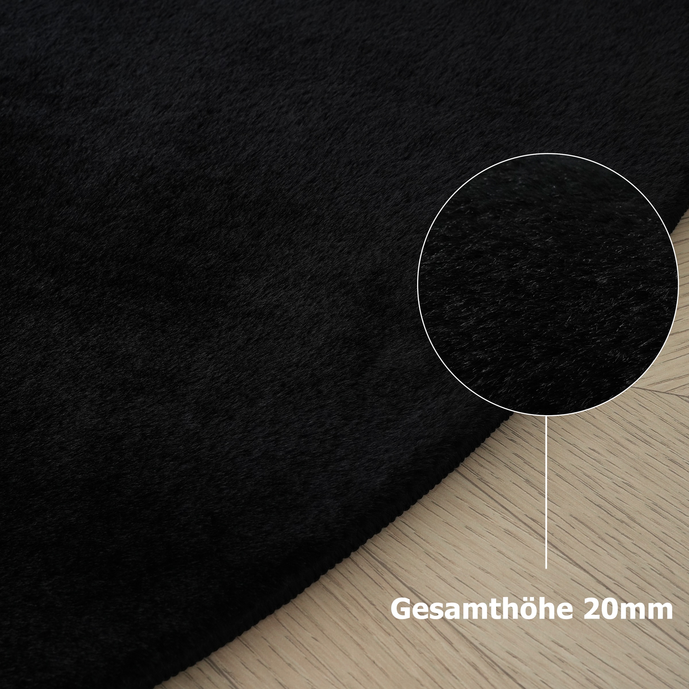 my home Fellteppich »Balu Bean, Kaninchenfell«, U-förmig, 20 mm Höhe, Kunstfell Teppich, Modern, weich, Wohnzimmer, Schlafzimmer