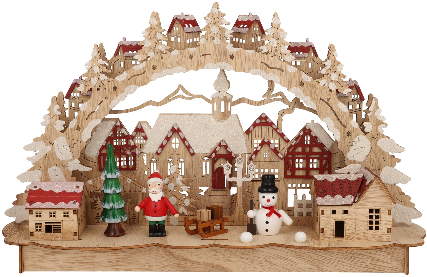 Myflair Möbel & Accessoires LED Schwibbogen "Weihnachtsdeko", aus Holz, mit LED Beleuchtung, Höhe ca. 27 cm