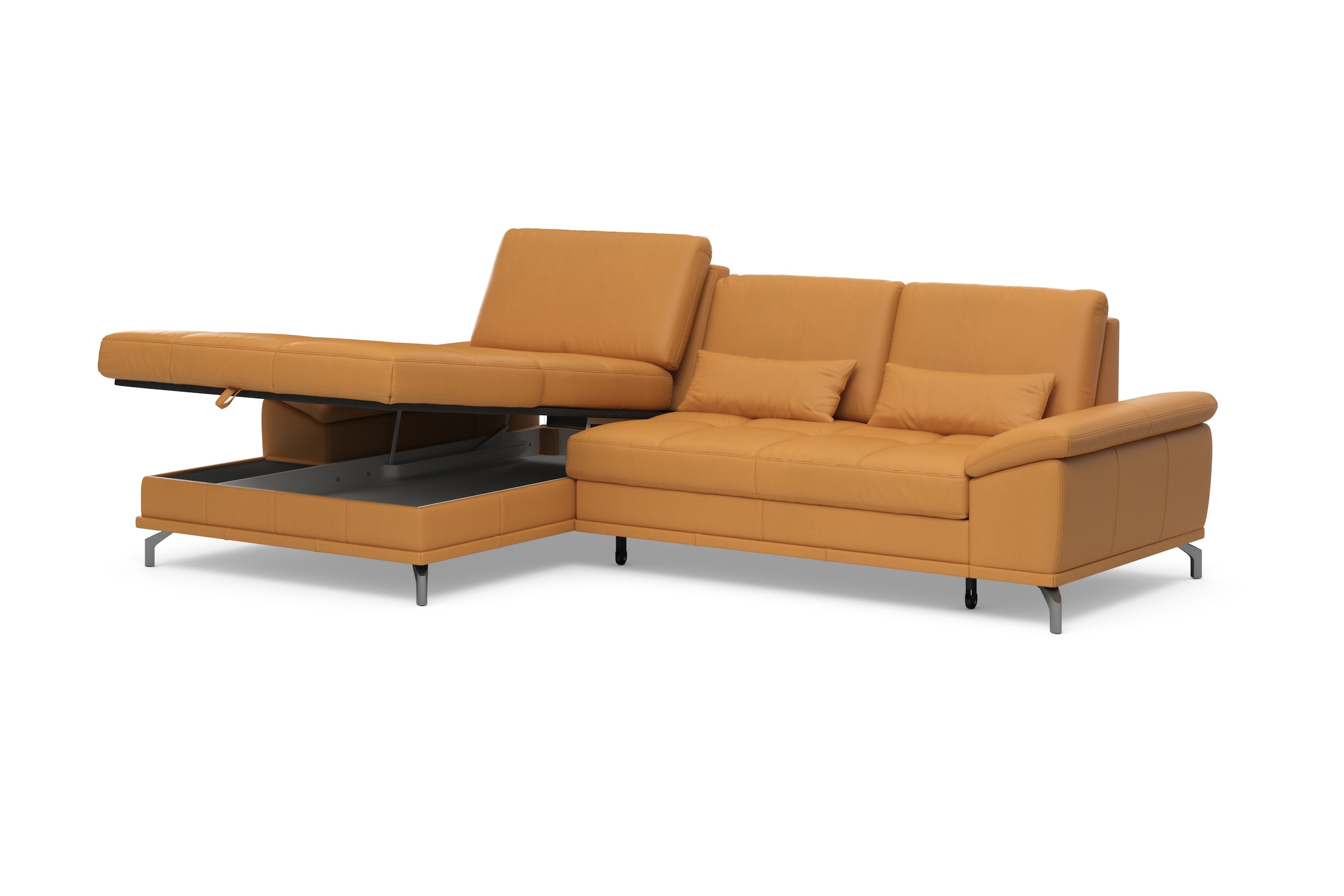 Places of Style Ecksofa Costello, mit Sitztiefenverstellung und Armlehnfunktion, incl. 3 Nierenkissen
