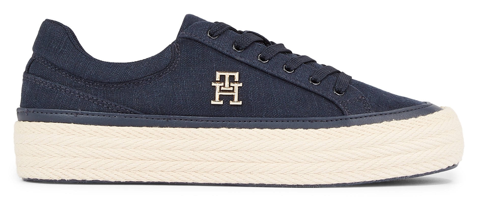 Tommy Hilfiger Plateausneaker »VULC SNEAKER LINNEN«, mit gepolstertem Schaftrand, Freizeitschuh, Halbschuh, Schnürschuh