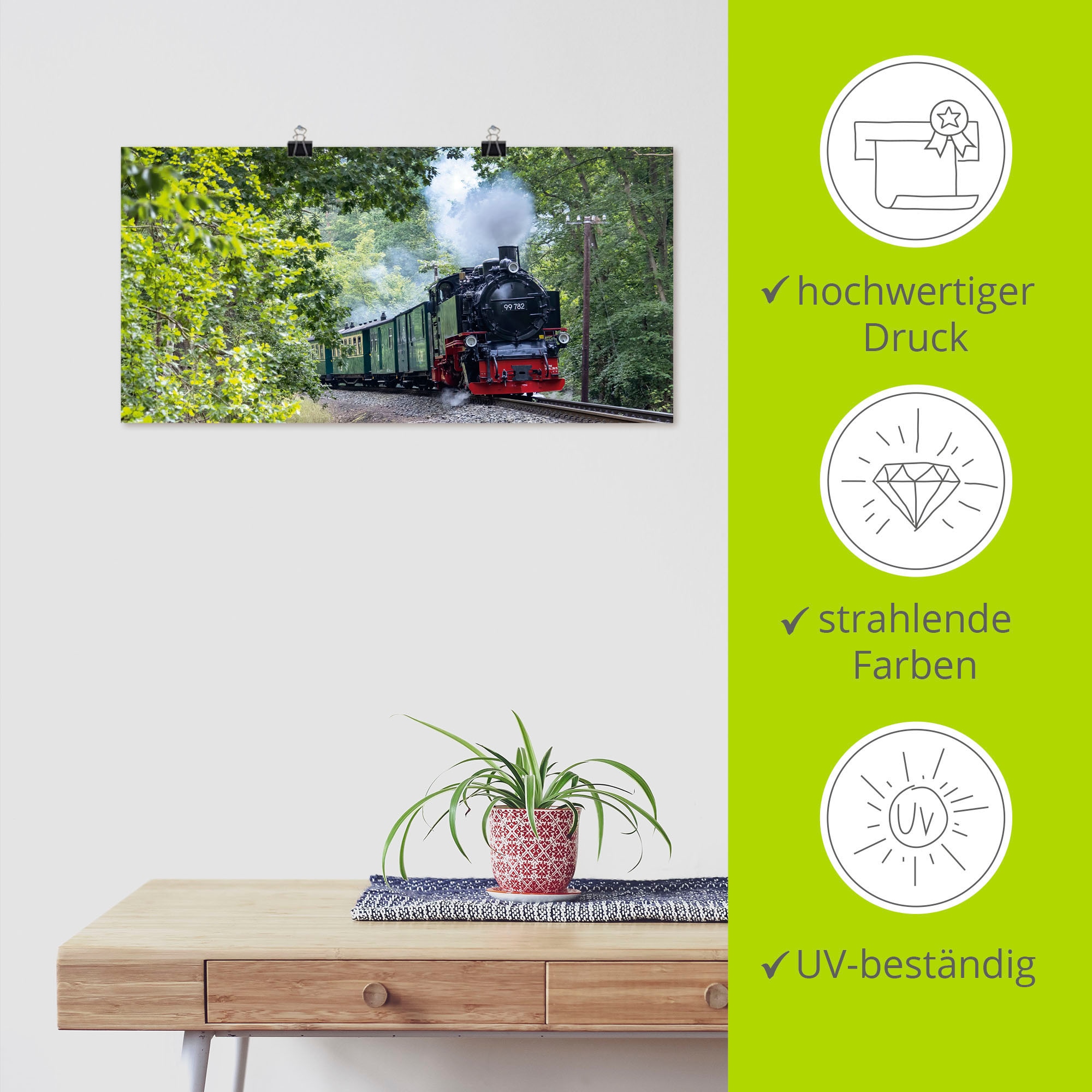 Artland Wandbild »Rügen Rasender Roland Panorama«, Zugbilder, (1 St.), als Leinwandbild in verschied. Größen