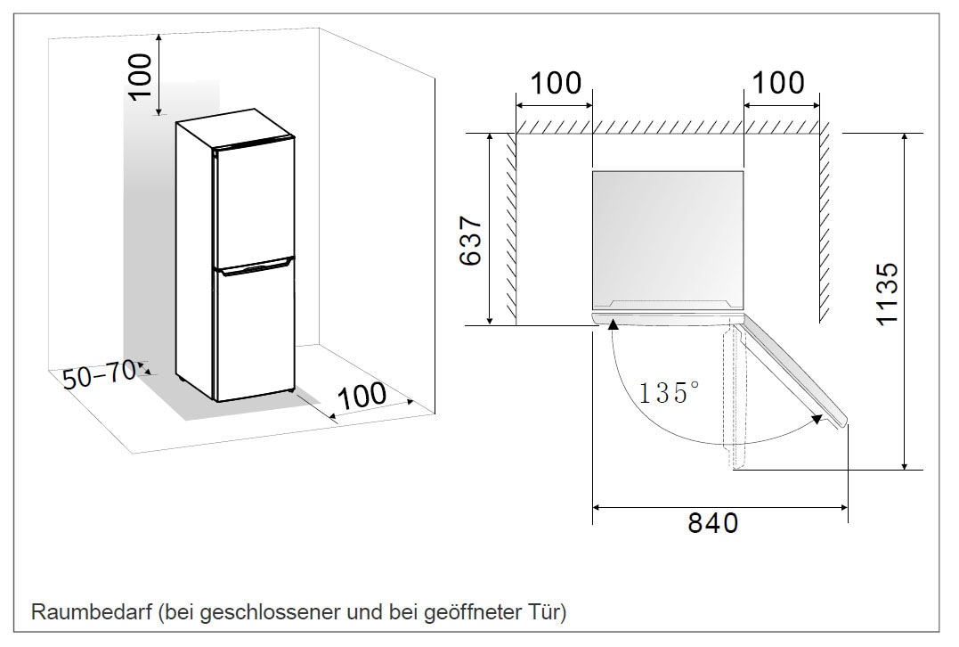 Hanseatic Kühl-/Gefrierkombination »HKGK14349C«, HKGK14349CB, 143 cm hoch,  49,5 cm breit, Abtauautomatik, FreshZone | BAUR