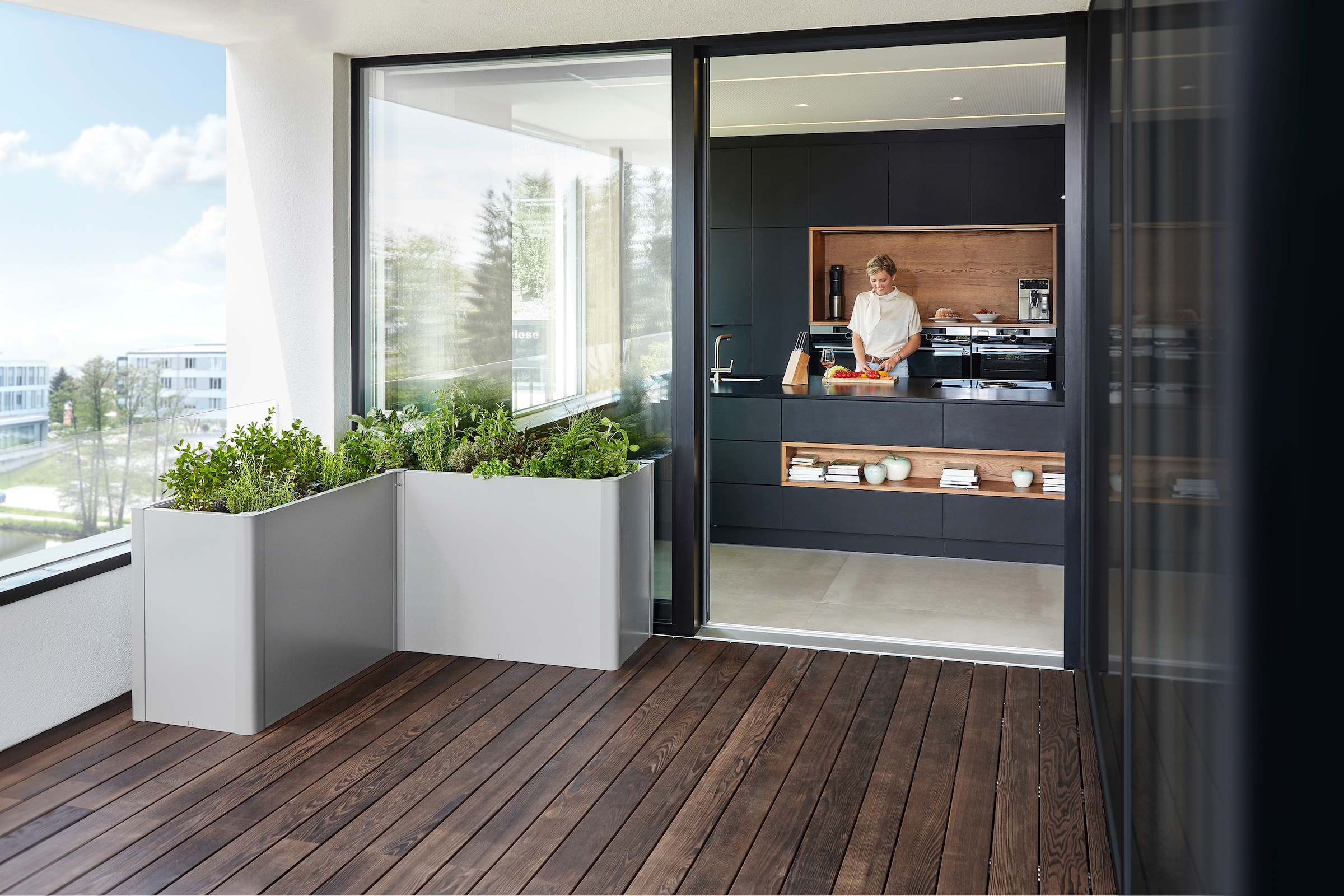 Biohort Hochbeet »BELVEDERE L-Form maxi 1,5, verschiedene Farben«, 152x152x77 cm, extrem langlebig, aus Metall