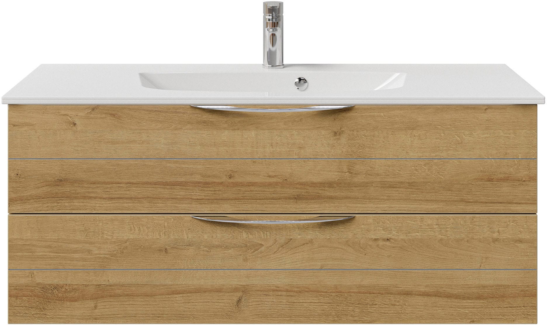 Saphir Waschtisch »Serie 6025 Mineralmarmor-Waschtisch mit Unterschrank, 117 cm breit«, Waschplatz mit 2 Schubladen, hängend, verschiedene Ausführungen