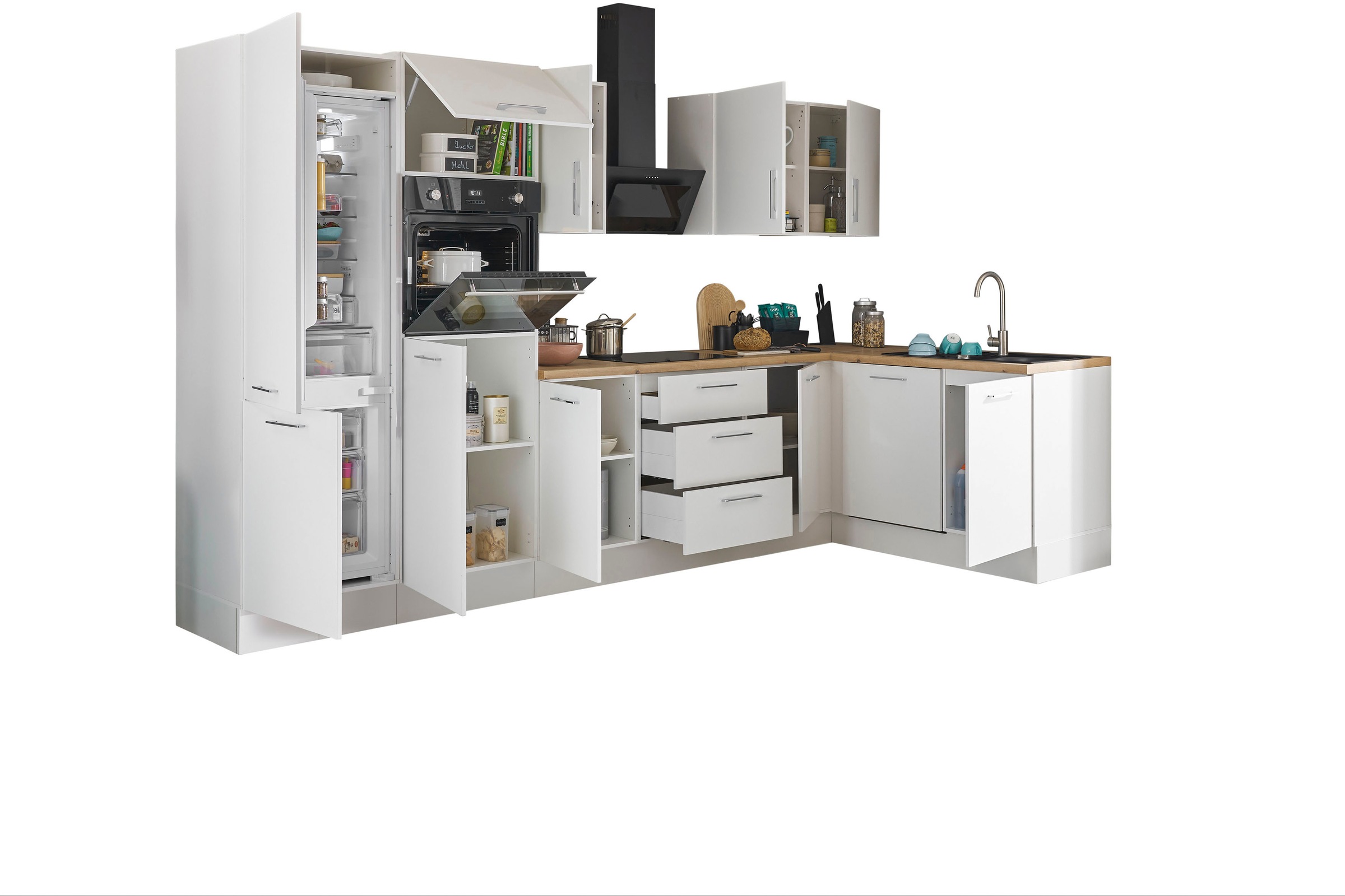 BASIC by Balculina Winkelküche »Turin«, Stellbreite 340x175 cm, wahlweise mit E-Geräten