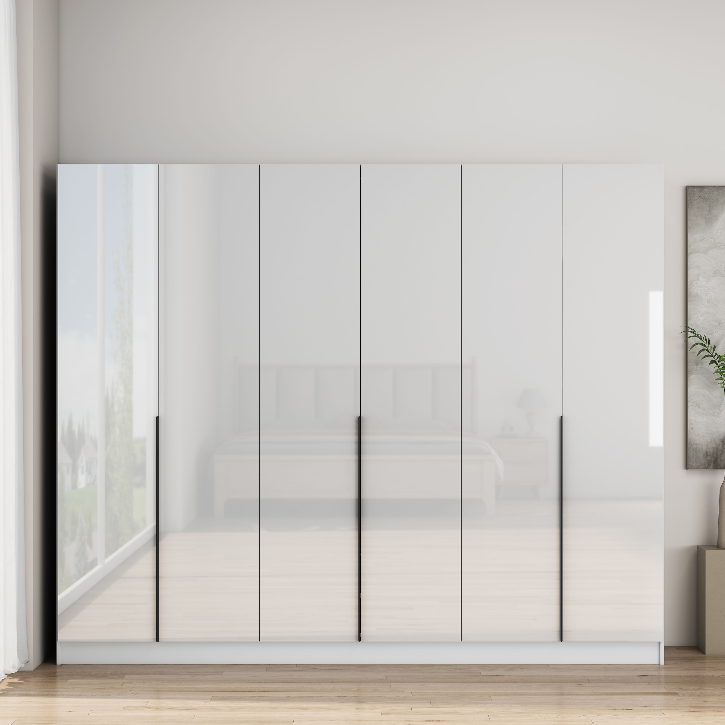 OTTO home Kleiderschrank »Annor Schlafzimmerschrank Breite 242cm hochglanz Schrank Garderobe« Drehtürenschrank mit perfekter Innenausstattung - elegante Türgriffe